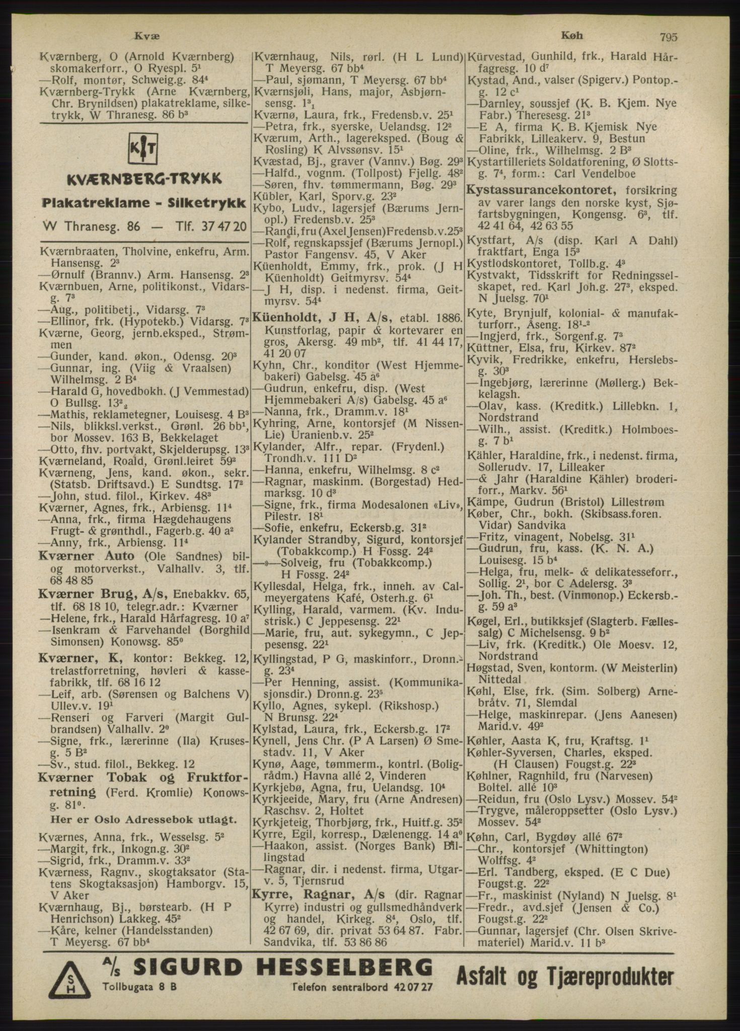 Kristiania/Oslo adressebok, PUBL/-, 1947, p. 795