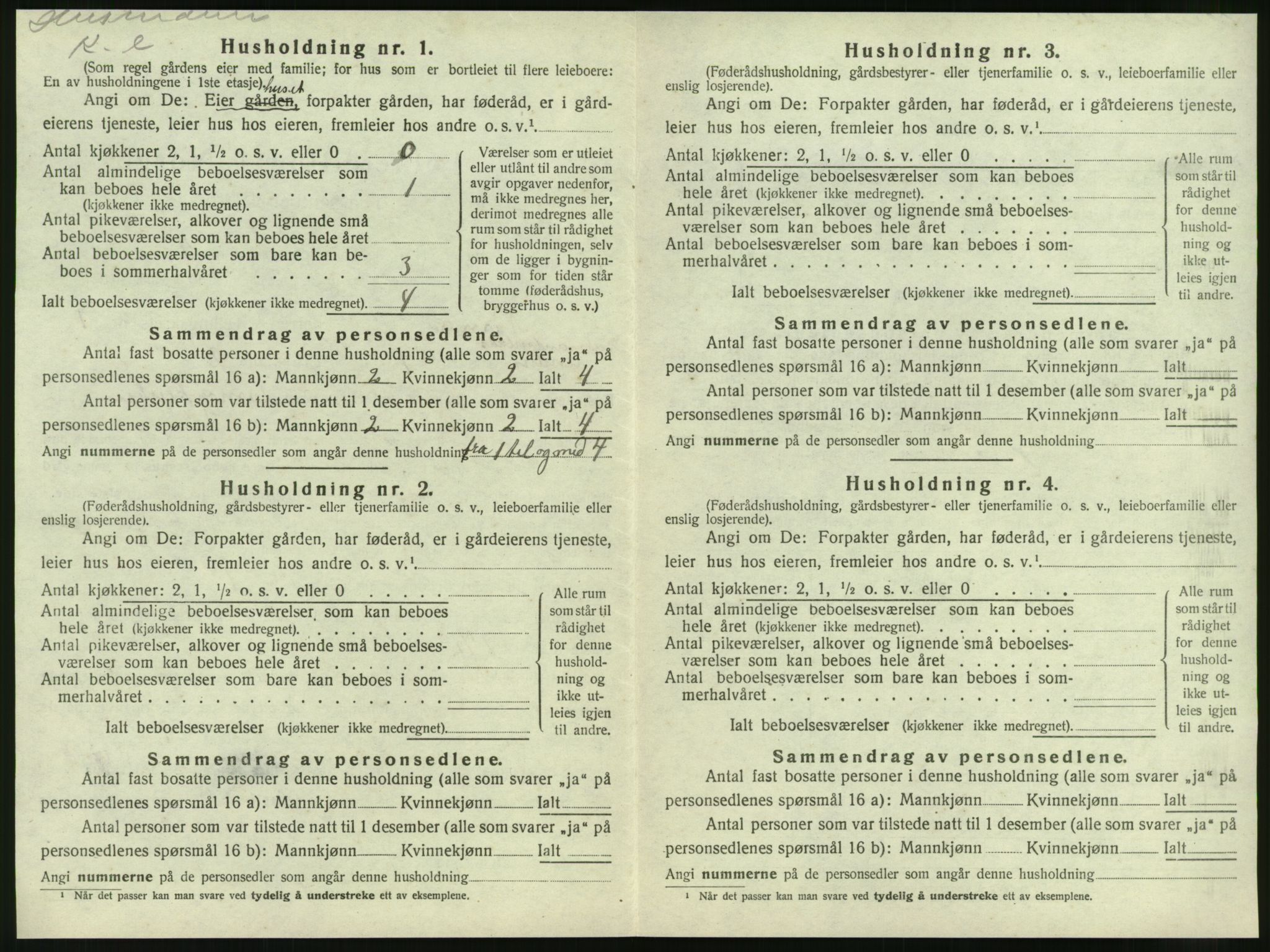 SAT, 1920 census for Nesna, 1920, p. 42