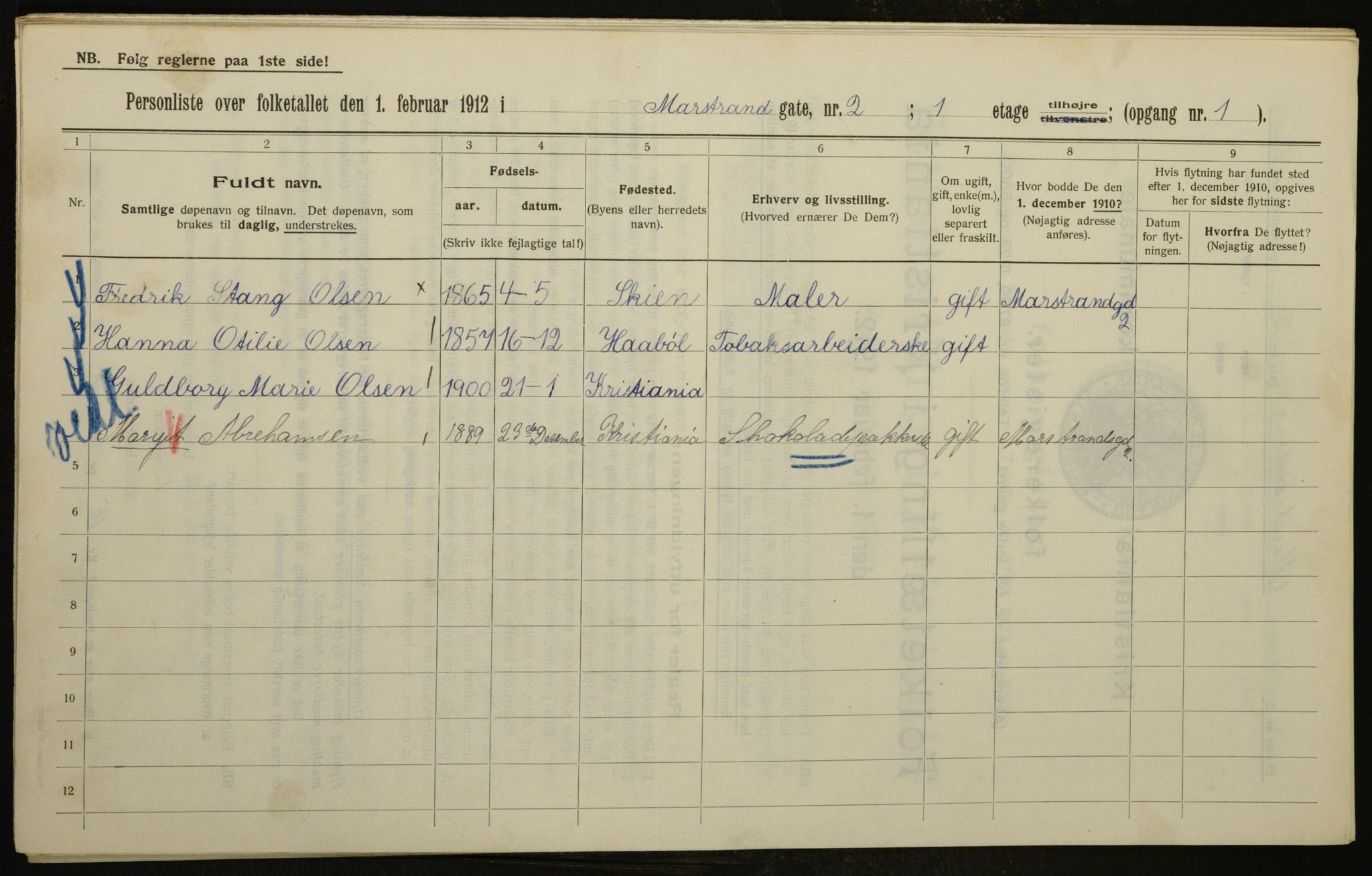 OBA, Municipal Census 1912 for Kristiania, 1912, p. 65089