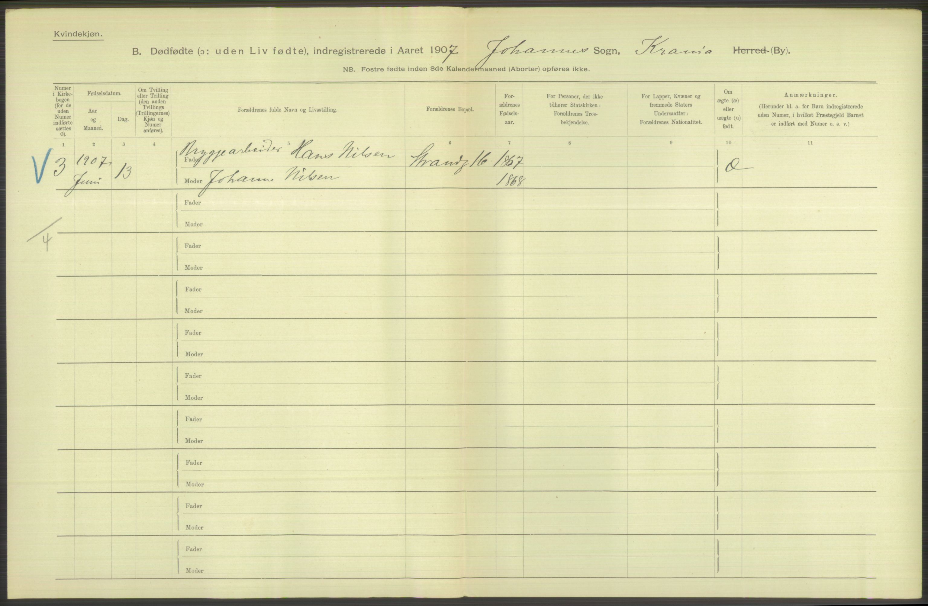 Statistisk sentralbyrå, Sosiodemografiske emner, Befolkning, AV/RA-S-2228/D/Df/Dfa/Dfae/L0010: Kristiania: Døde, dødfødte, 1907, p. 120