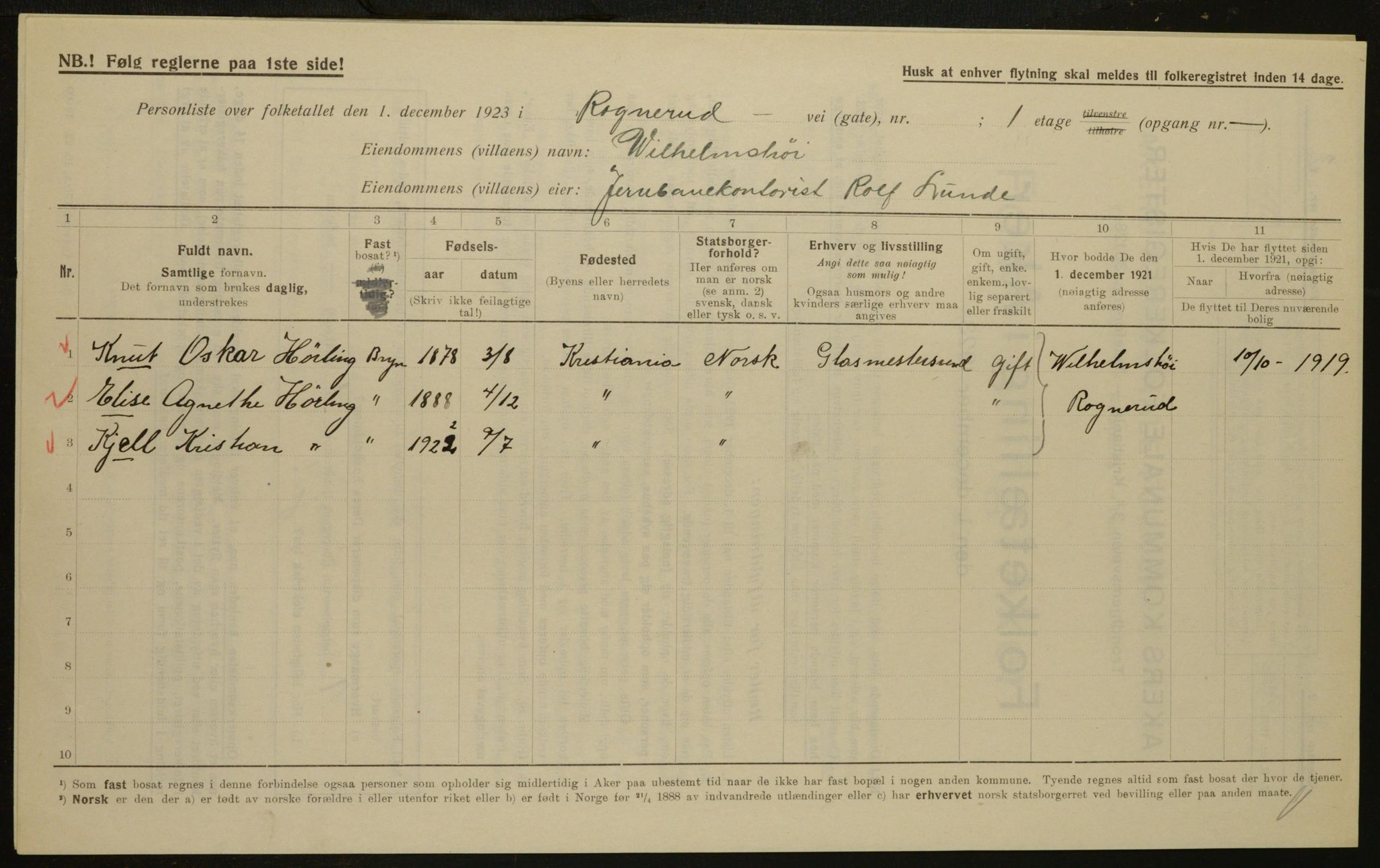 , Municipal Census 1923 for Aker, 1923, p. 29927