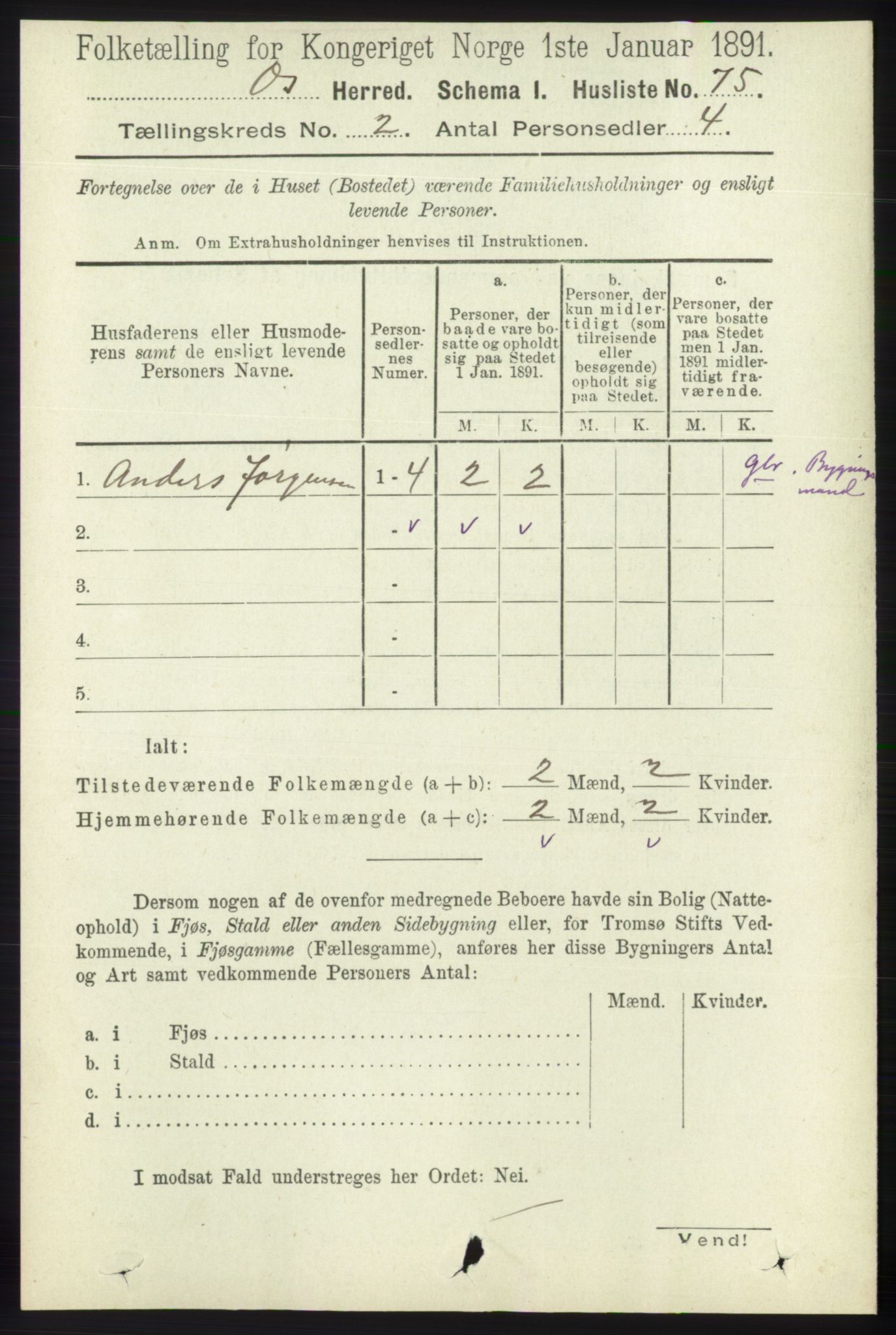 RA, 1891 census for 1243 Os, 1891, p. 429