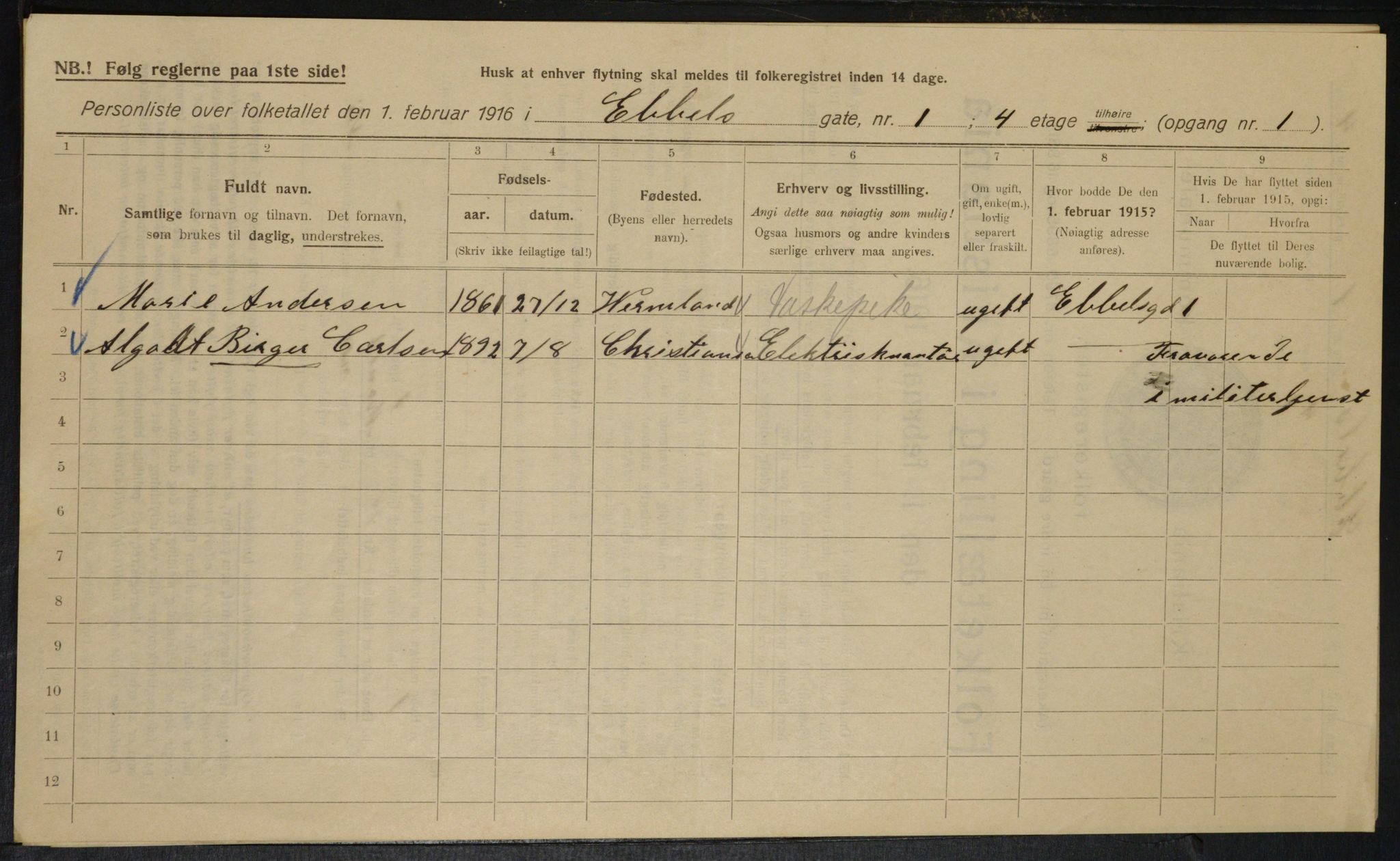 OBA, Municipal Census 1916 for Kristiania, 1916, p. 18197