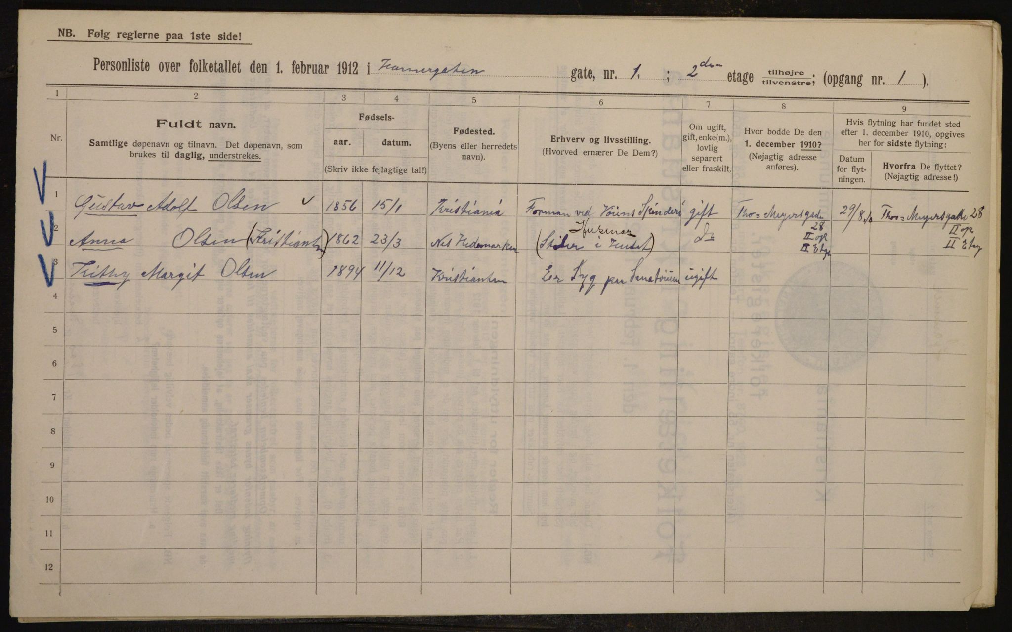 OBA, Municipal Census 1912 for Kristiania, 1912, p. 34292