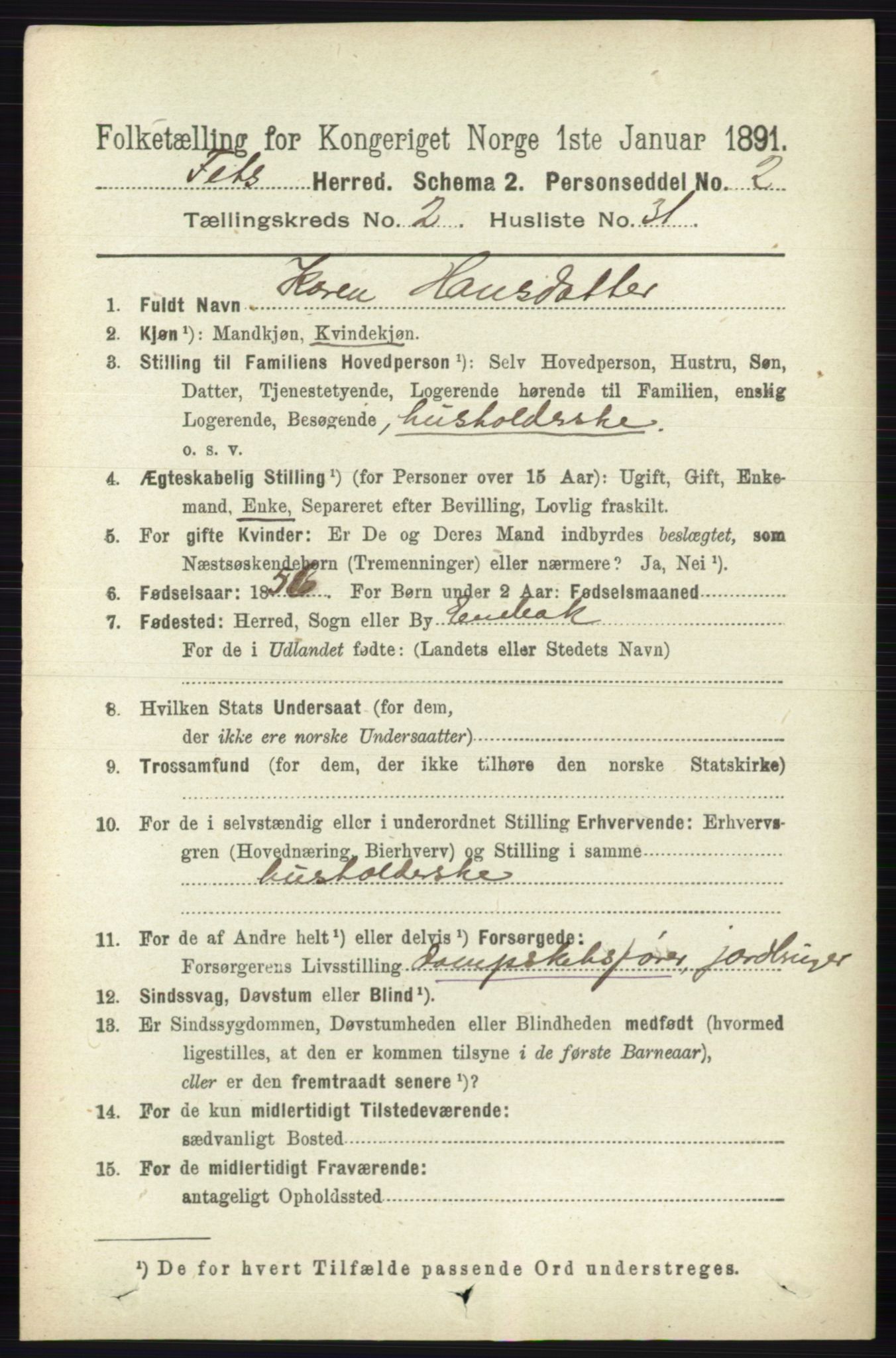 RA, 1891 census for 0227 Fet, 1891, p. 639