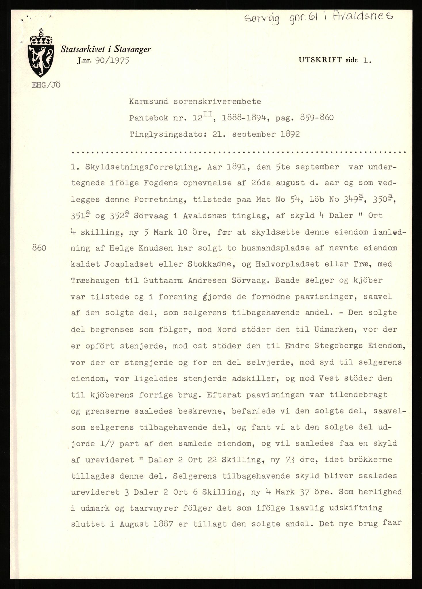 Statsarkivet i Stavanger, AV/SAST-A-101971/03/Y/Yj/L0085: Avskrifter sortert etter gårdsnavn: Sørhus - Tastad øvre, 1750-1930, p. 187