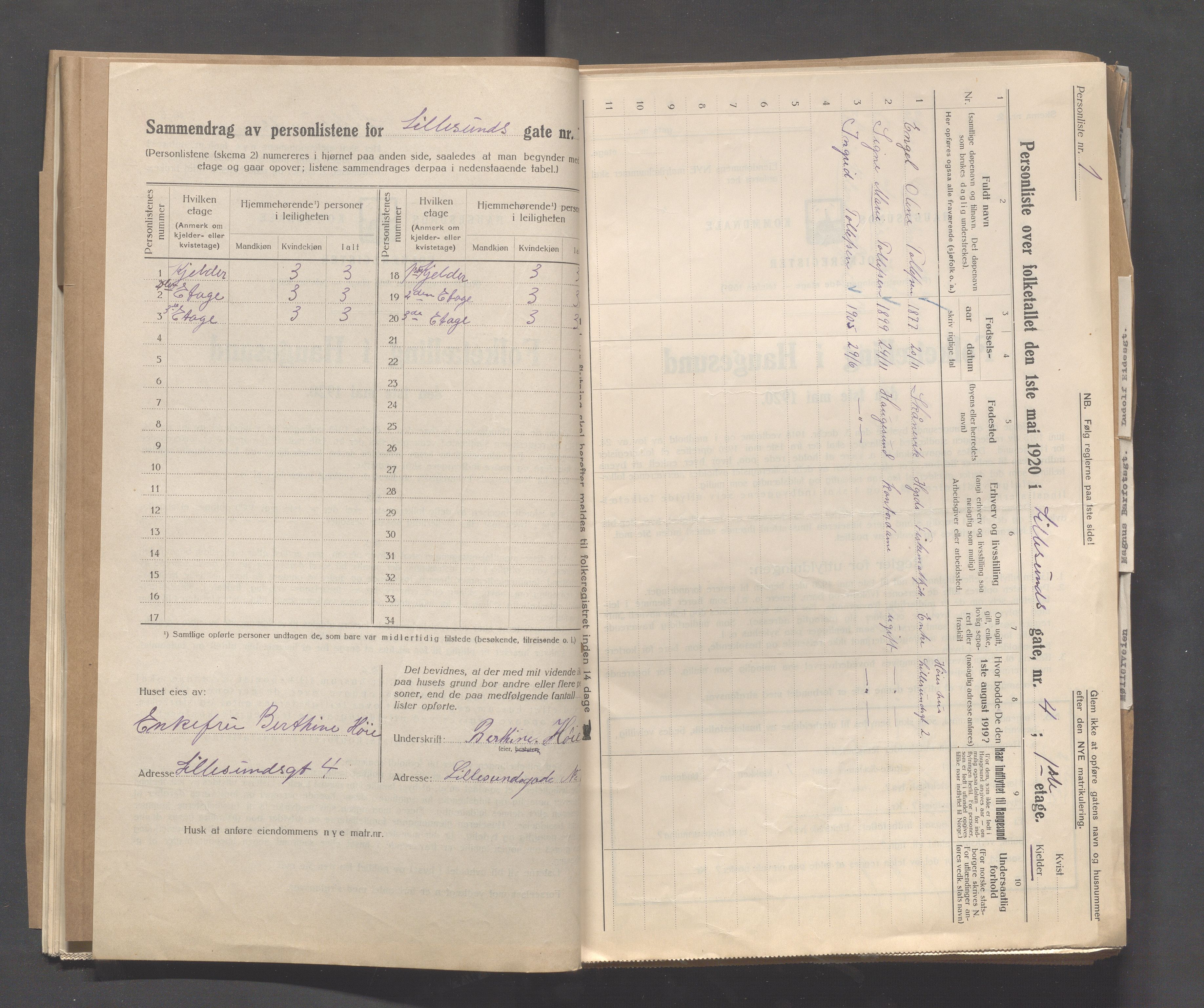 IKAR, Local census 1.5.1920 for Haugesund, 1920, p. 2865