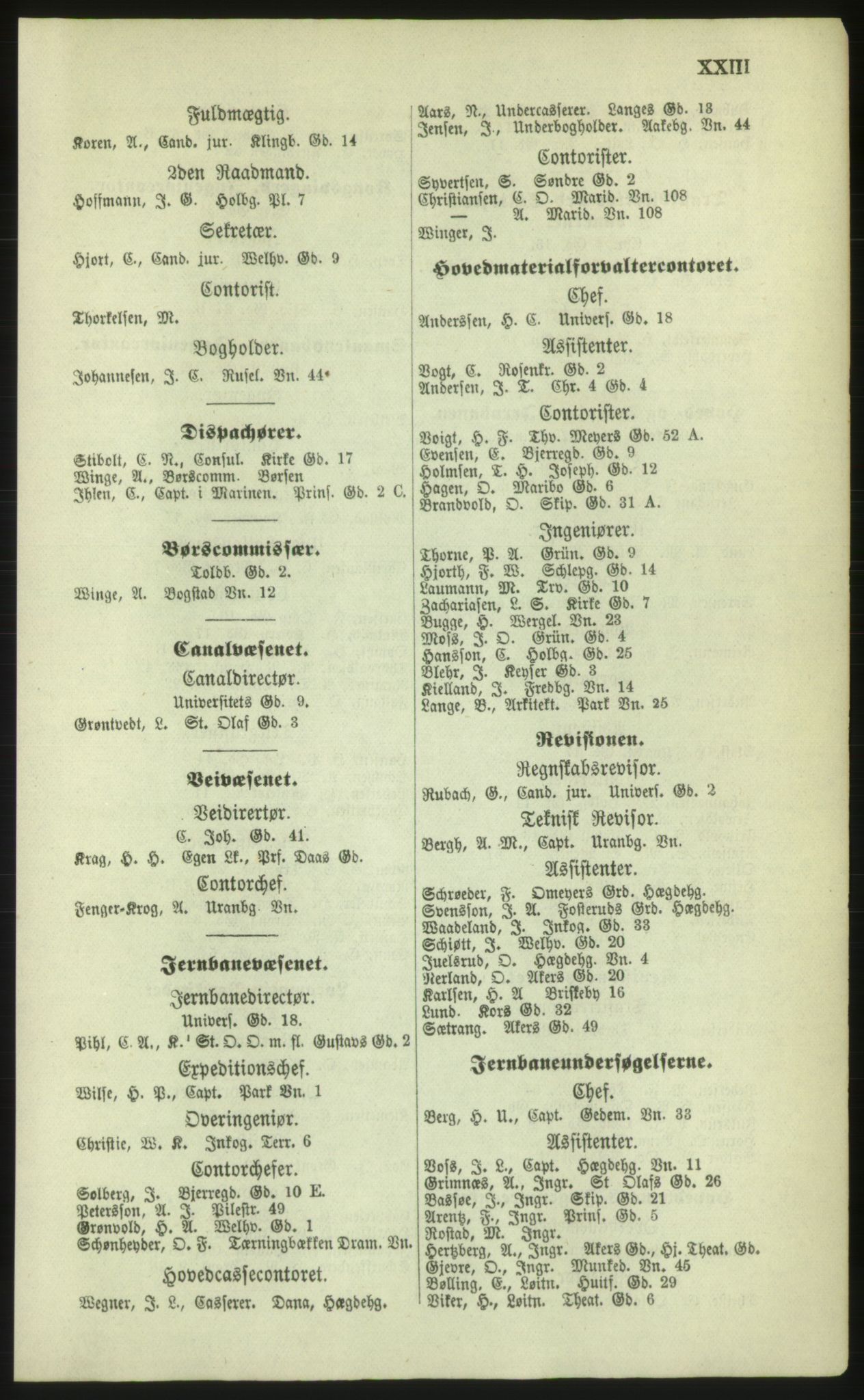 Kristiania/Oslo adressebok, PUBL/-, 1879, p. XXIII