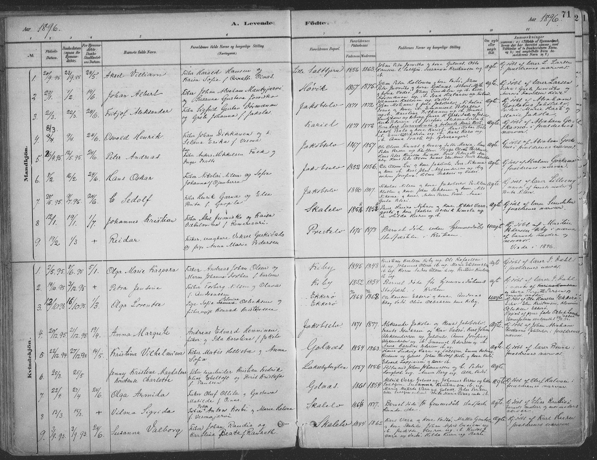 Vadsø sokneprestkontor, SATØ/S-1325/H/Ha/L0009kirke: Parish register (official) no. 9, 1881-1917, p. 71