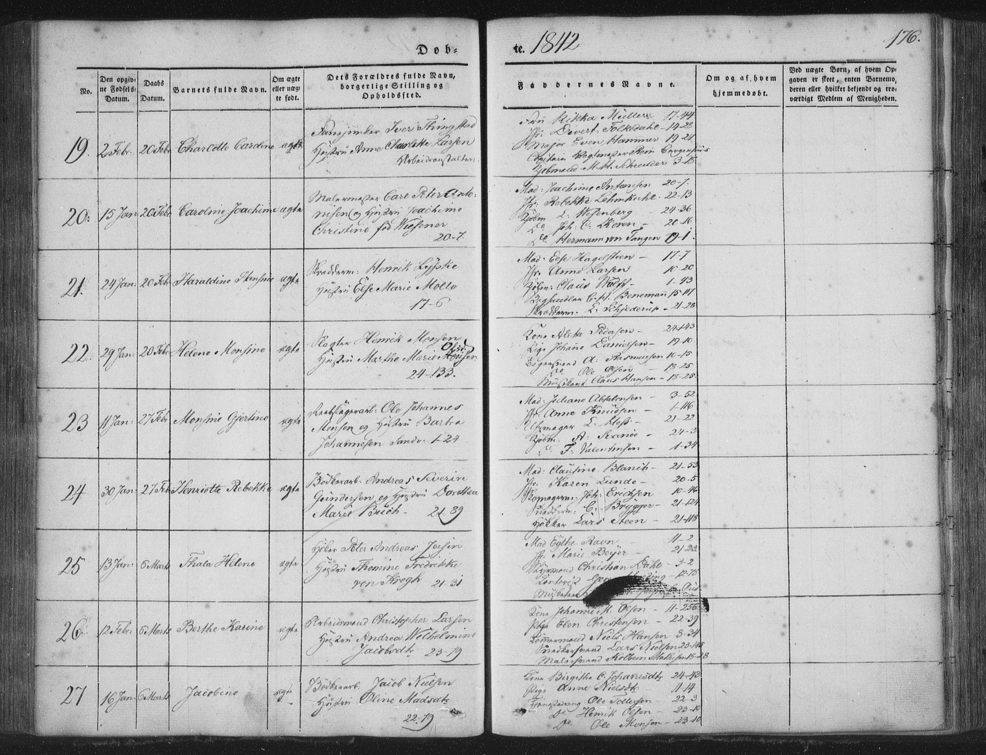 Korskirken sokneprestembete, SAB/A-76101/H/Haa/L0016: Parish register (official) no. B 2, 1841-1851, p. 176