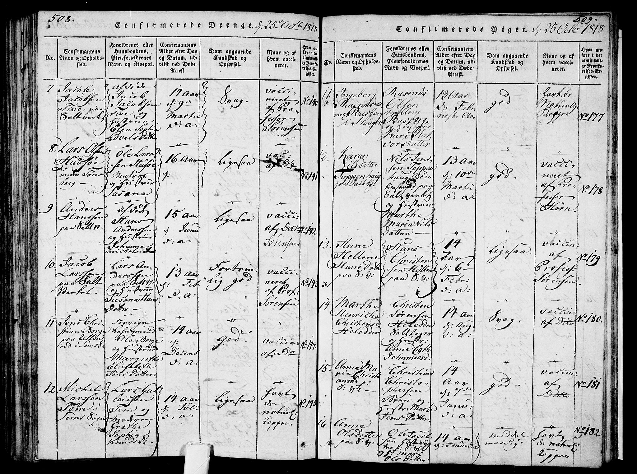 Sem kirkebøker, AV/SAKO-A-5/F/Fa/L0004: Parish register (official) no. I 4, 1814-1825, p. 508-509