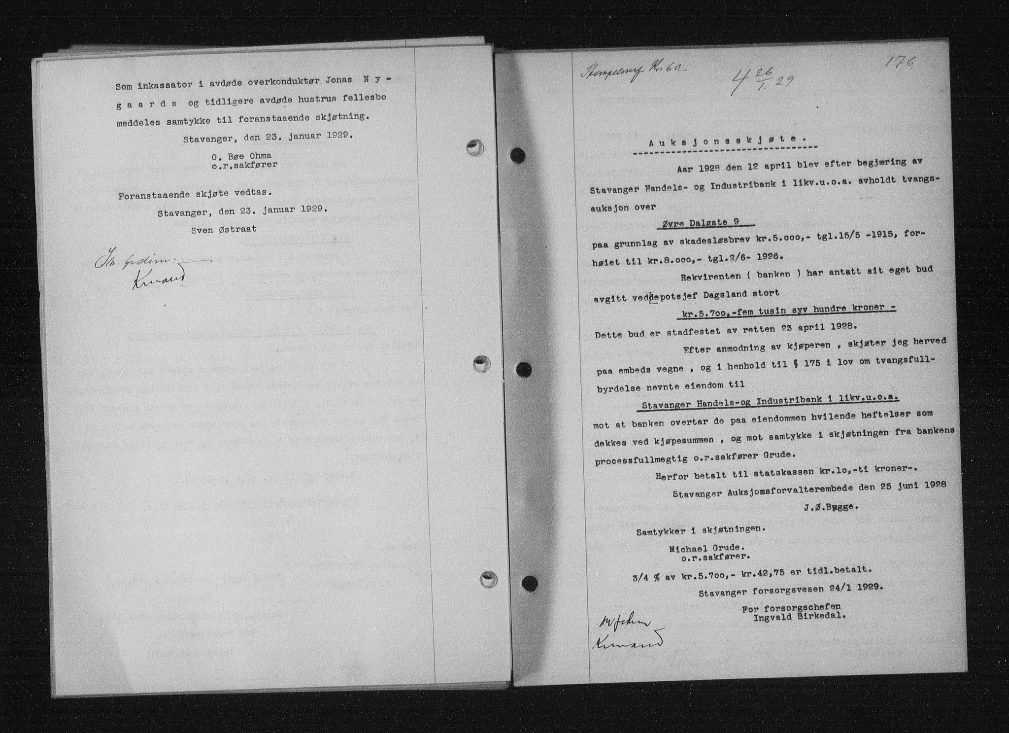 Stavanger byfogd, AV/SAST-A-101408/001/4/41/410/410BB/L0055: Mortgage book no. 43, 1928-1929, Deed date: 26.01.1929