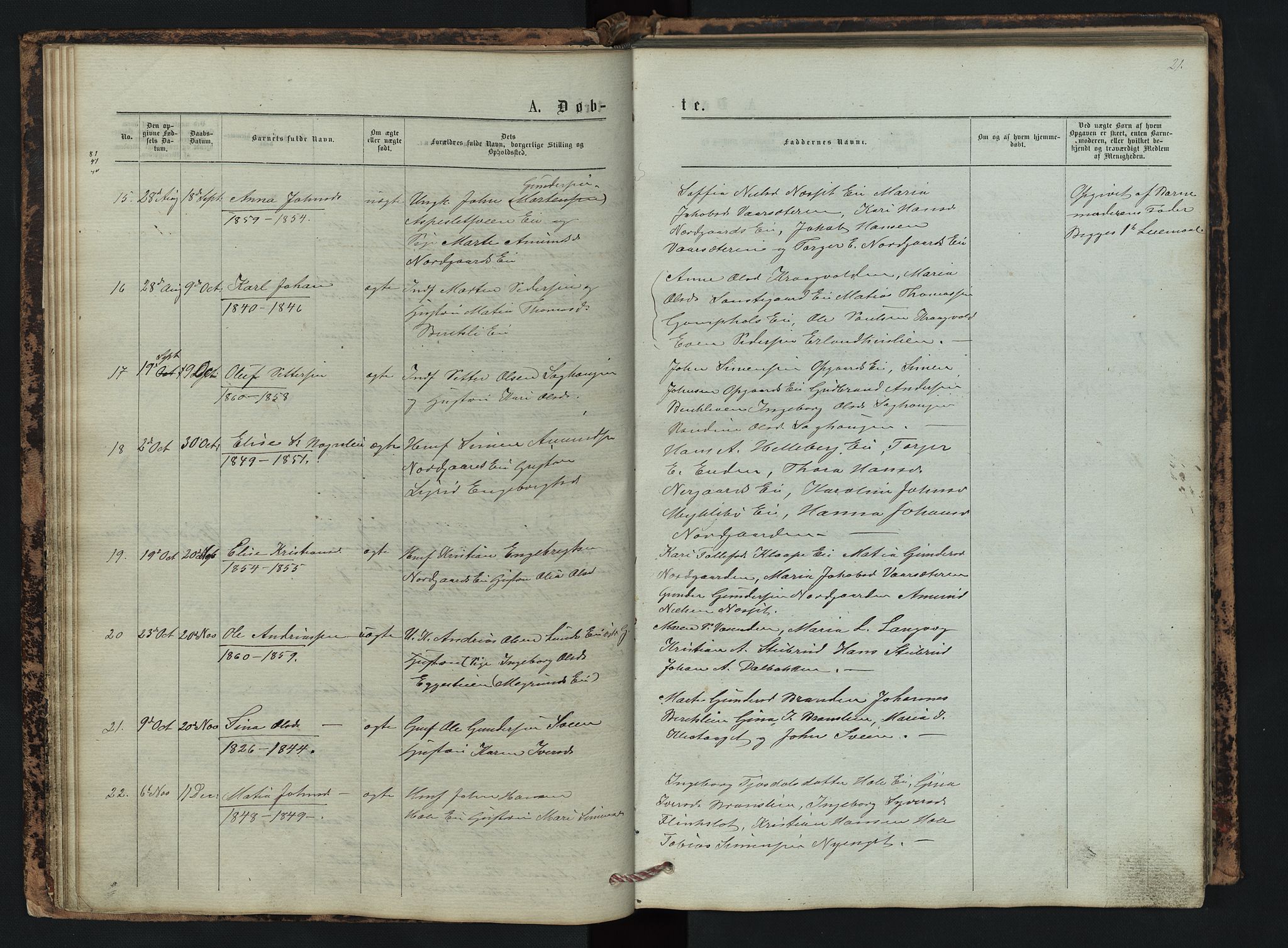 Vestre Gausdal prestekontor, SAH/PREST-094/H/Ha/Hab/L0002: Parish register (copy) no. 2, 1874-1897, p. 21