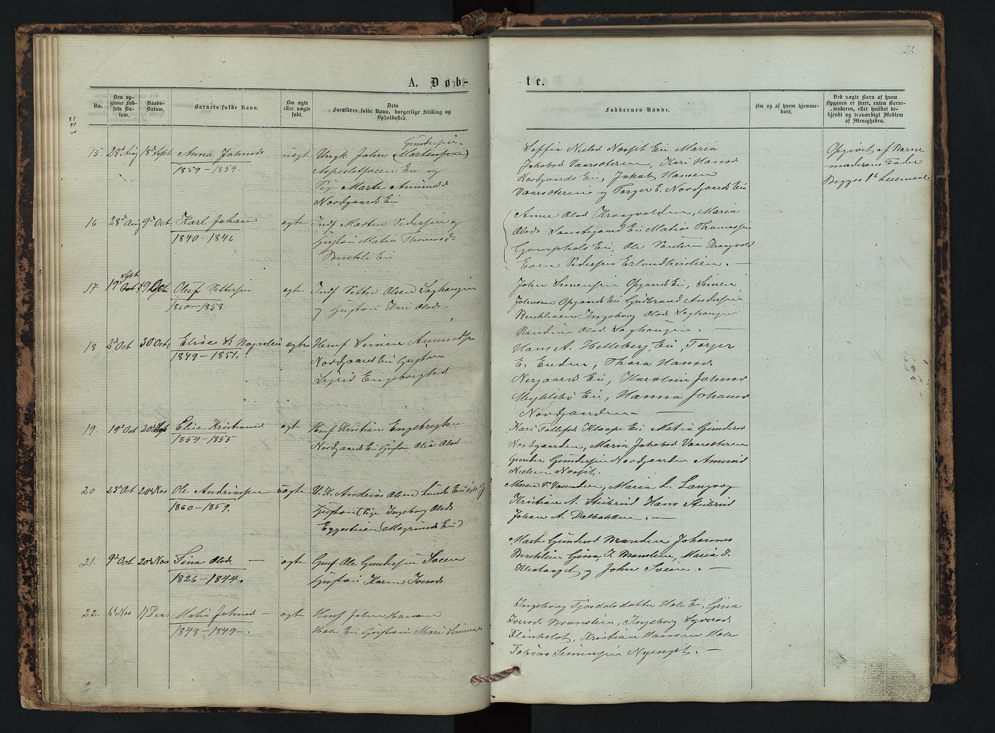 Vestre Gausdal prestekontor, AV/SAH-PREST-094/H/Ha/Hab/L0002: Parish register (copy) no. 2, 1874-1897, p. 21