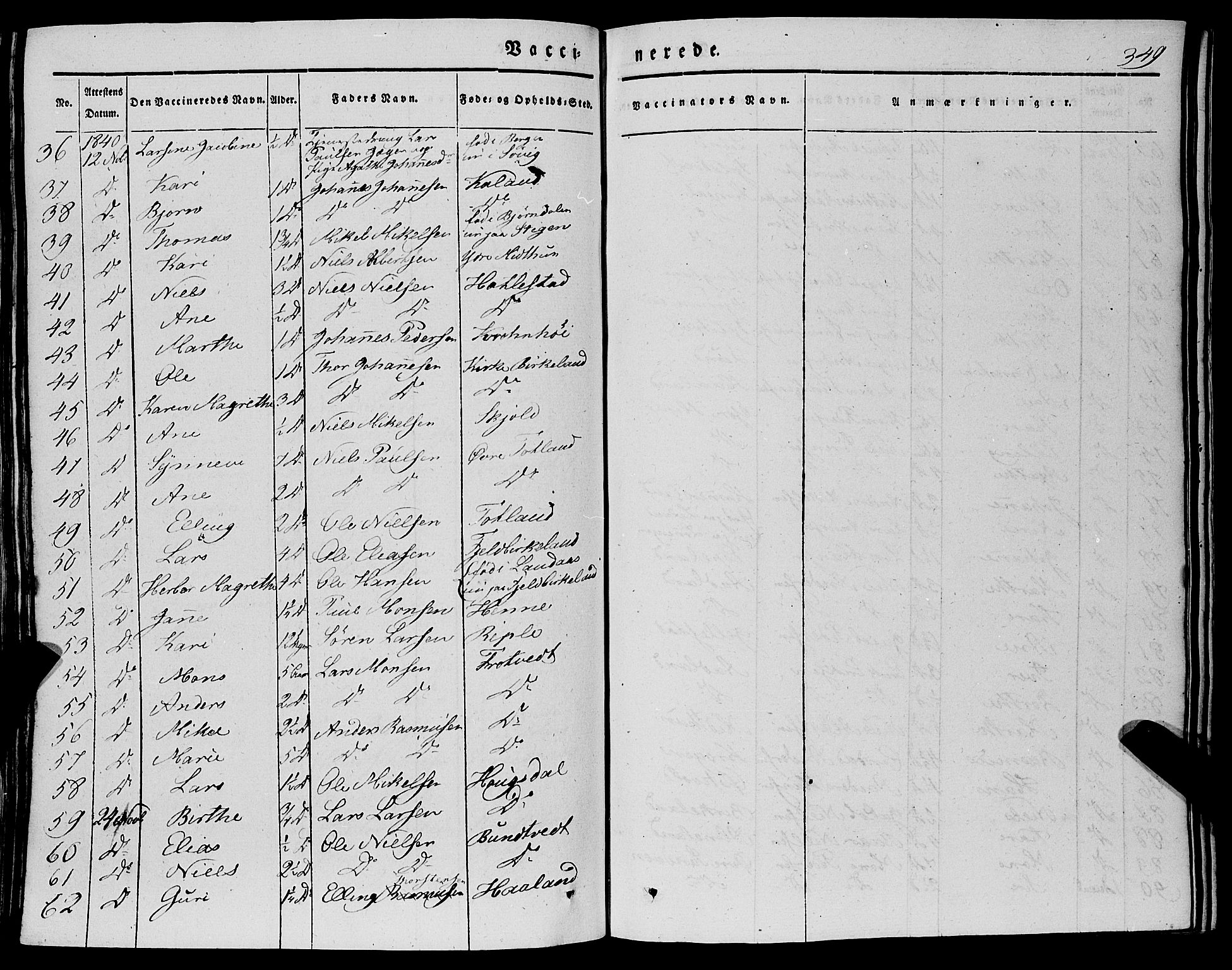 Fana Sokneprestembete, AV/SAB-A-75101/H/Haa/Haaa/L0008: Parish register (official) no. A 8, 1829-1851, p. 349