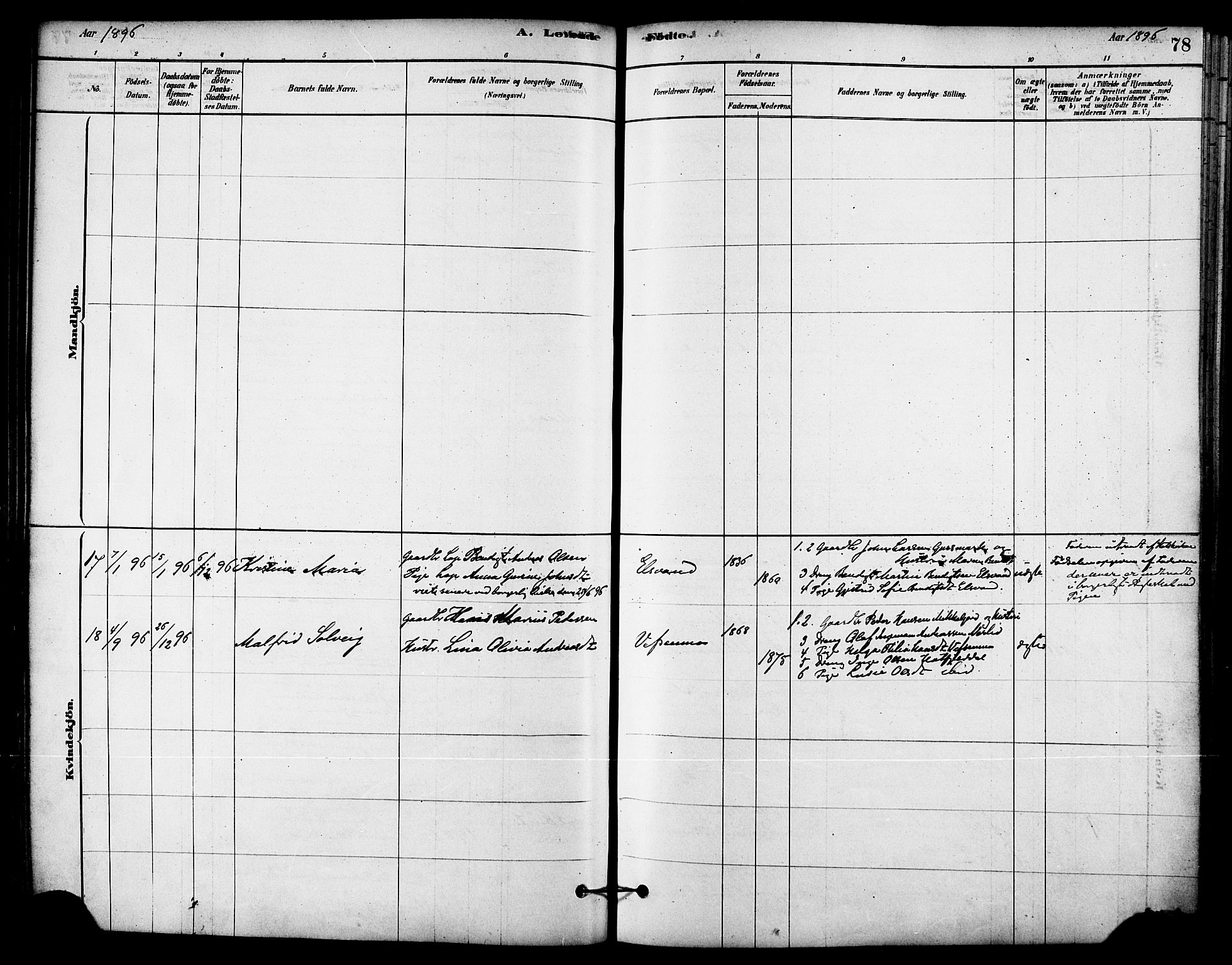 Ministerialprotokoller, klokkerbøker og fødselsregistre - Nordland, AV/SAT-A-1459/823/L0325: Parish register (official) no. 823A02, 1878-1898, p. 78