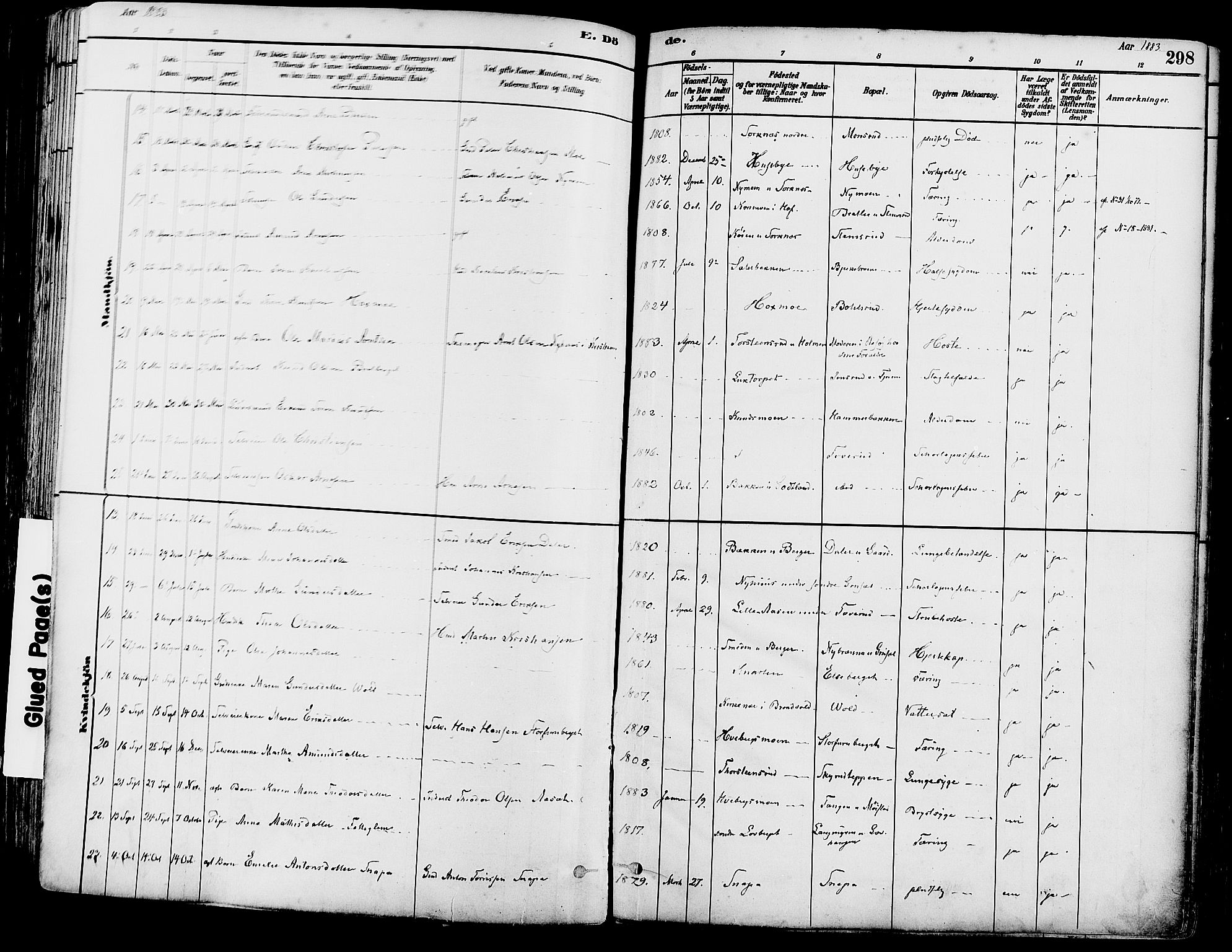 Grue prestekontor, SAH/PREST-036/H/Ha/Haa/L0012: Parish register (official) no. 12, 1881-1897, p. 298