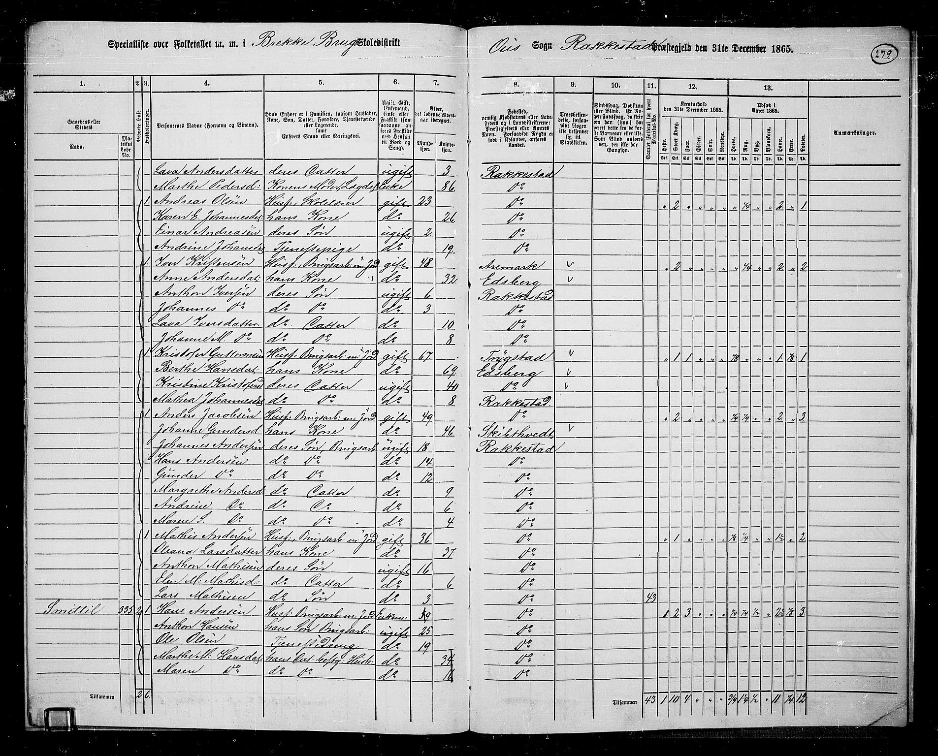 RA, 1865 census for Rakkestad, 1865, p. 266