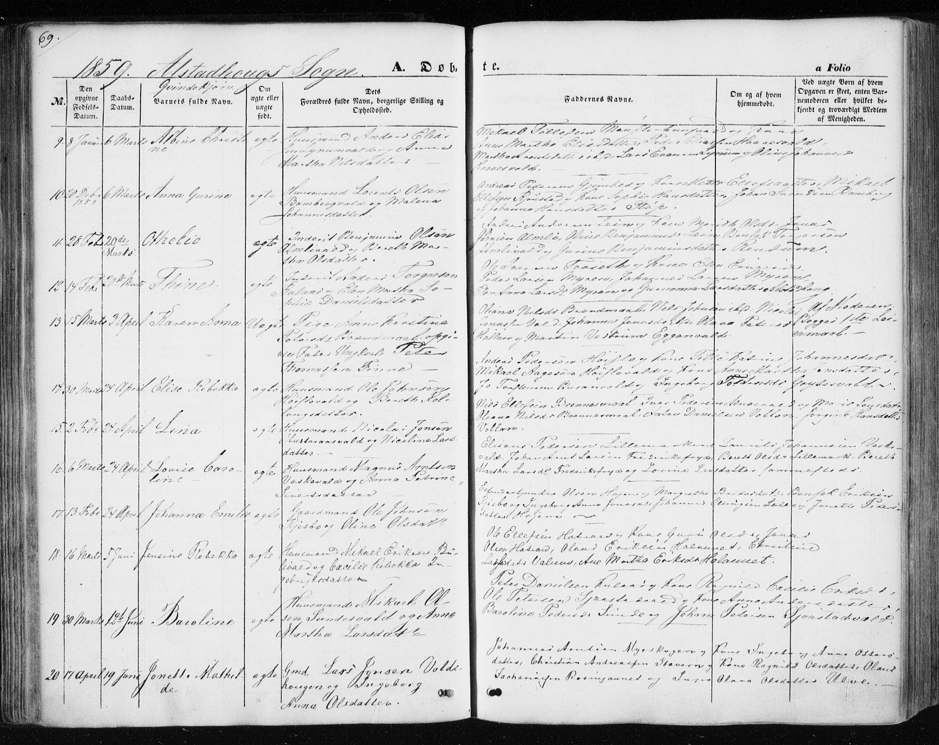 Ministerialprotokoller, klokkerbøker og fødselsregistre - Nord-Trøndelag, SAT/A-1458/717/L0154: Parish register (official) no. 717A07 /1, 1850-1862, p. 69