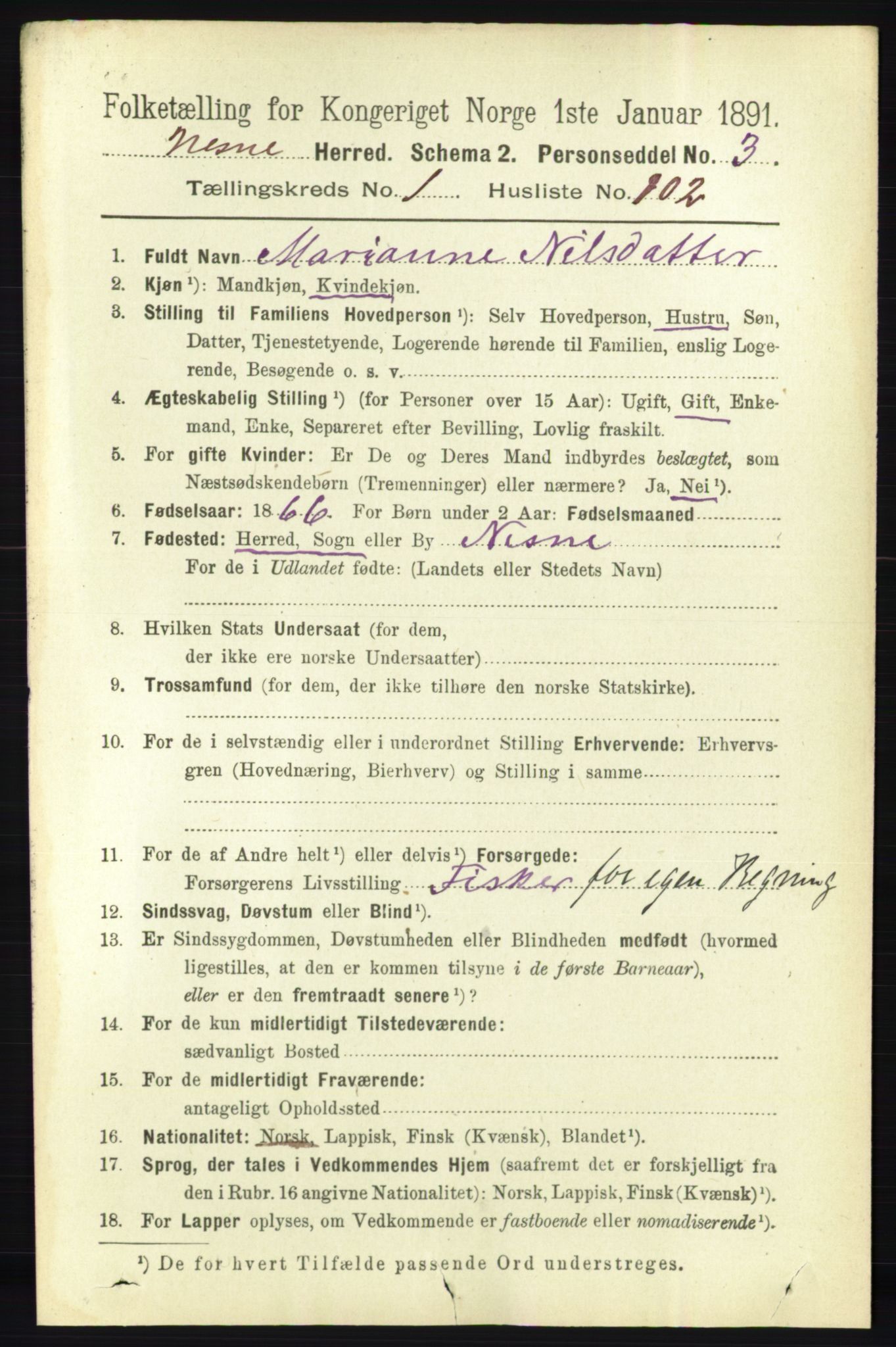 RA, 1891 census for 1828 Nesna, 1891, p. 734