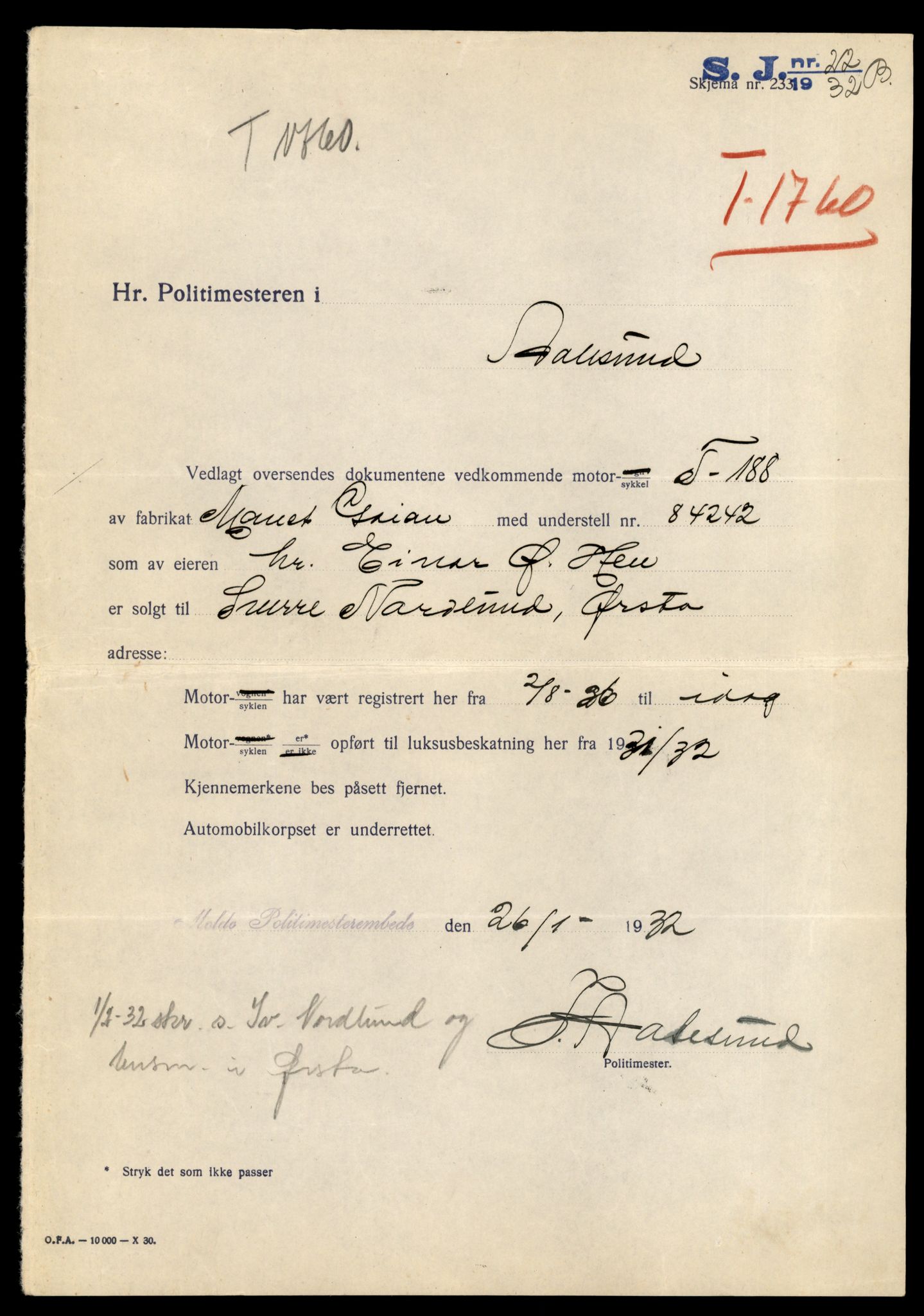 Møre og Romsdal vegkontor - Ålesund trafikkstasjon, AV/SAT-A-4099/F/Fe/L0037: Registreringskort for kjøretøy T 13031 - T 13179, 1927-1998, p. 2457