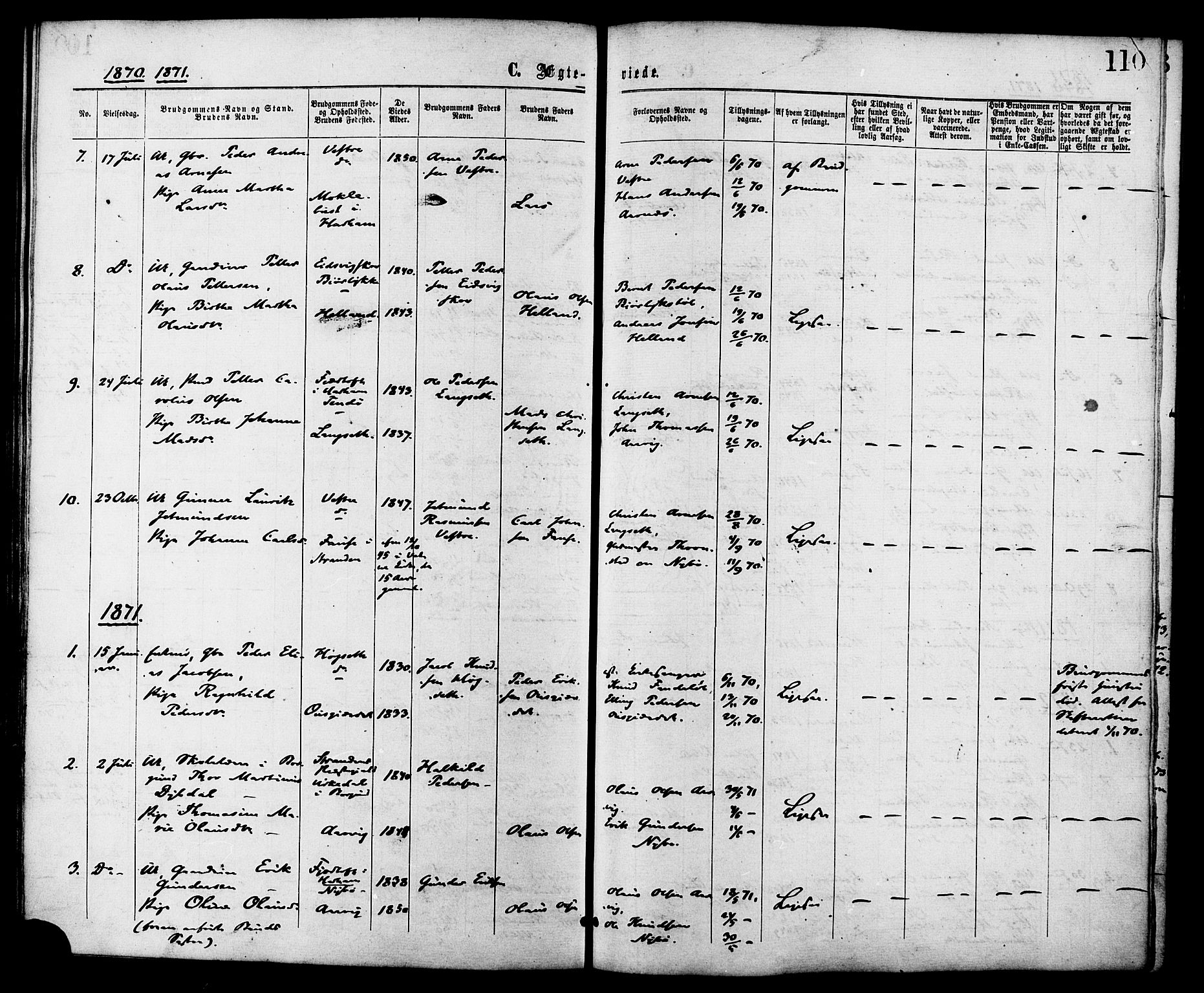 Ministerialprotokoller, klokkerbøker og fødselsregistre - Møre og Romsdal, SAT/A-1454/525/L0373: Parish register (official) no. 525A03, 1864-1879, p. 110