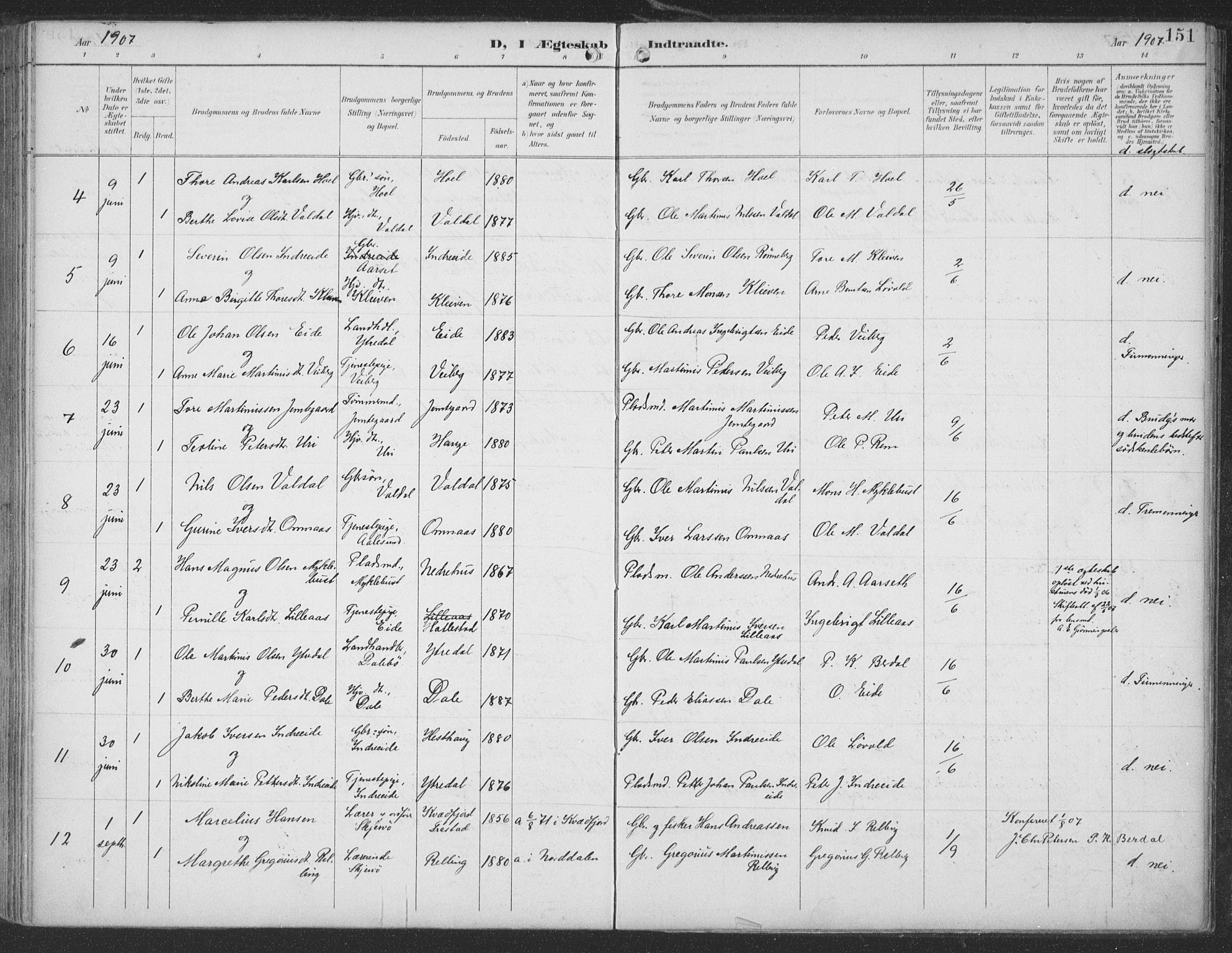 Ministerialprotokoller, klokkerbøker og fødselsregistre - Møre og Romsdal, AV/SAT-A-1454/519/L0256: Parish register (official) no. 519A15, 1895-1912, p. 151