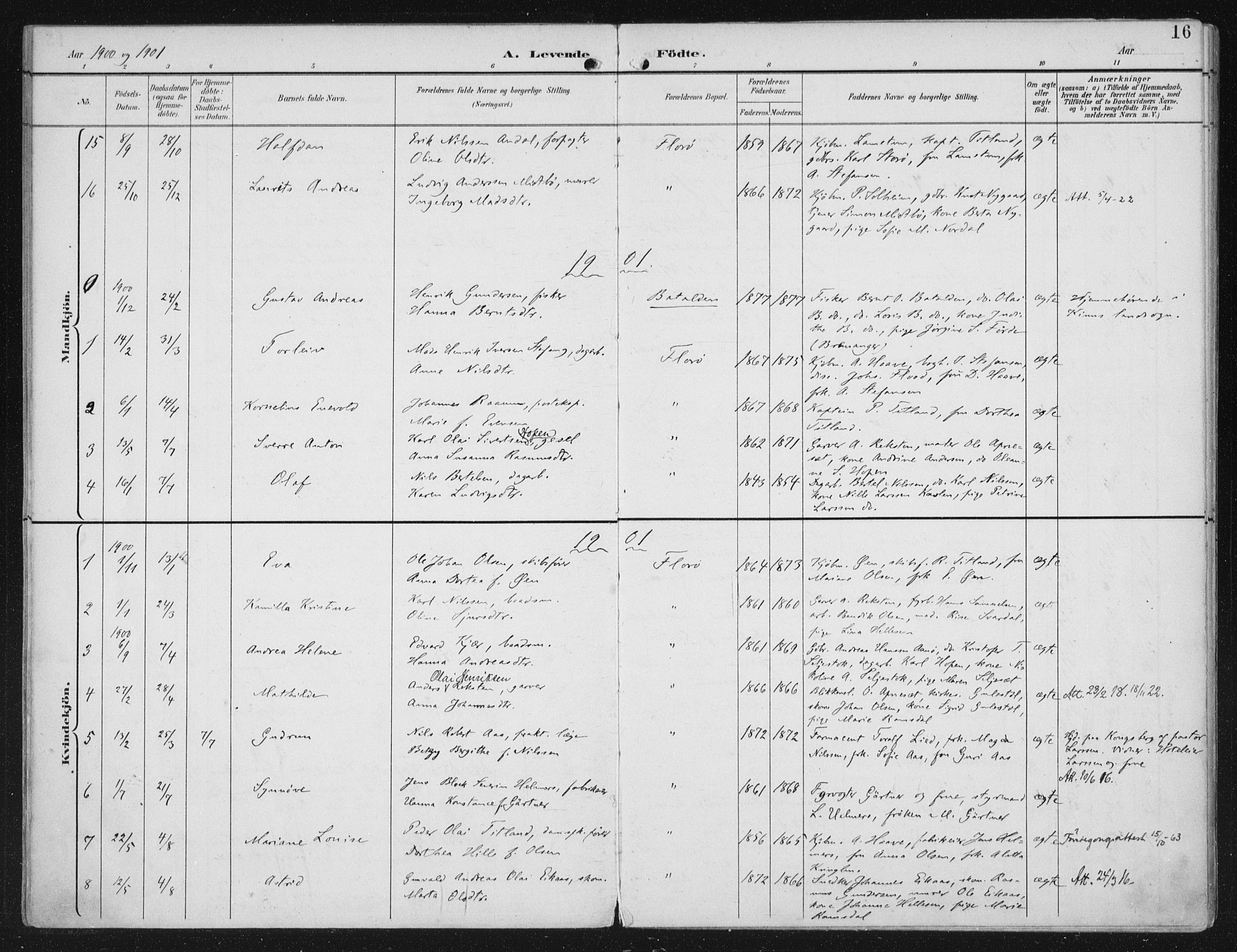 Kinn sokneprestembete, SAB/A-80801/H/Haa/Haac/L0002: Parish register (official) no. C 2, 1895-1916, p. 16
