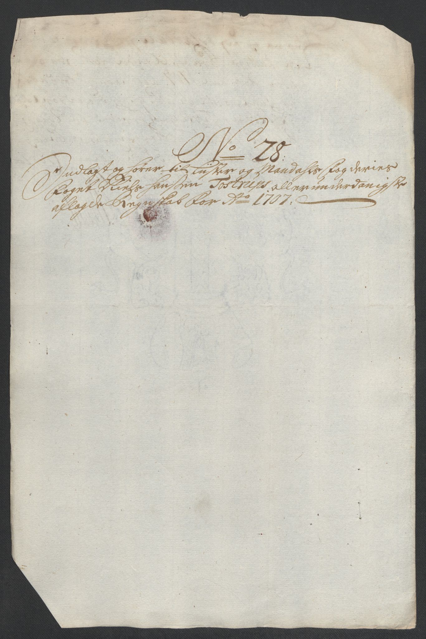 Rentekammeret inntil 1814, Reviderte regnskaper, Fogderegnskap, RA/EA-4092/R43/L2551: Fogderegnskap Lista og Mandal, 1705-1709, p. 542