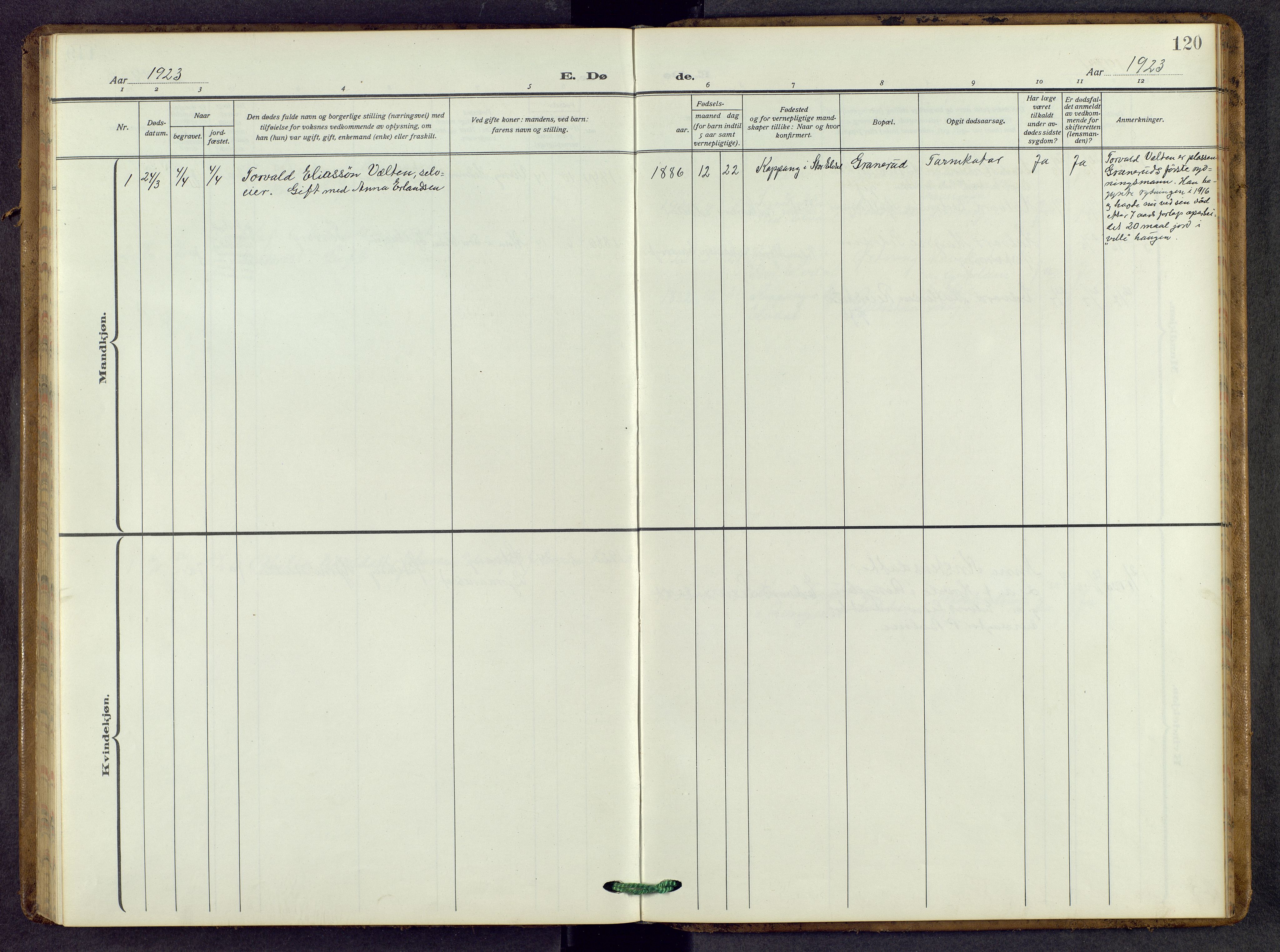 Stor-Elvdal prestekontor, SAH/PREST-052/H/Ha/Hab/L0007: Parish register (copy) no. 7, 1921-1959, p. 120