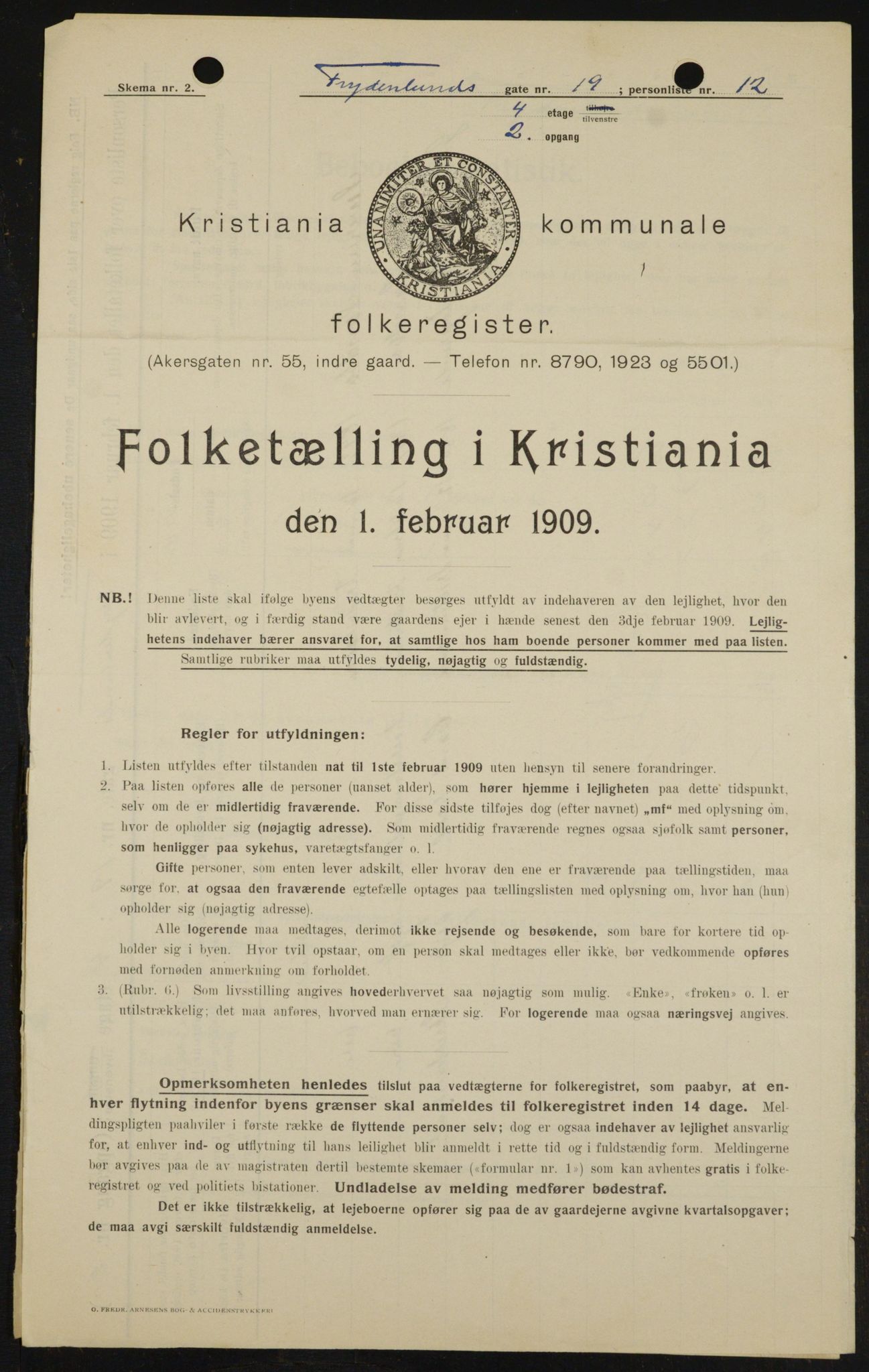 OBA, Municipal Census 1909 for Kristiania, 1909, p. 25812