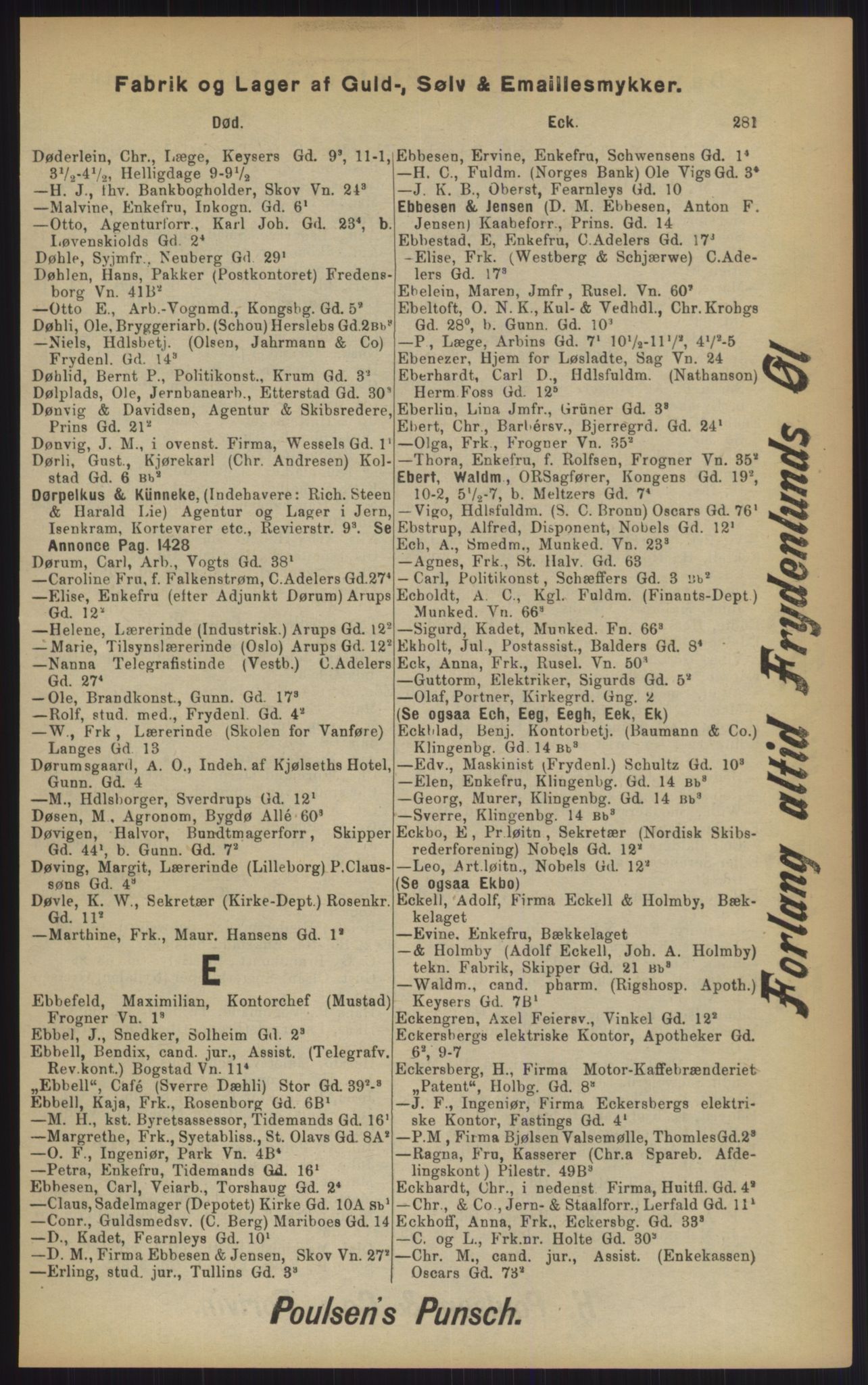 Kristiania/Oslo adressebok, PUBL/-, 1902, p. 281