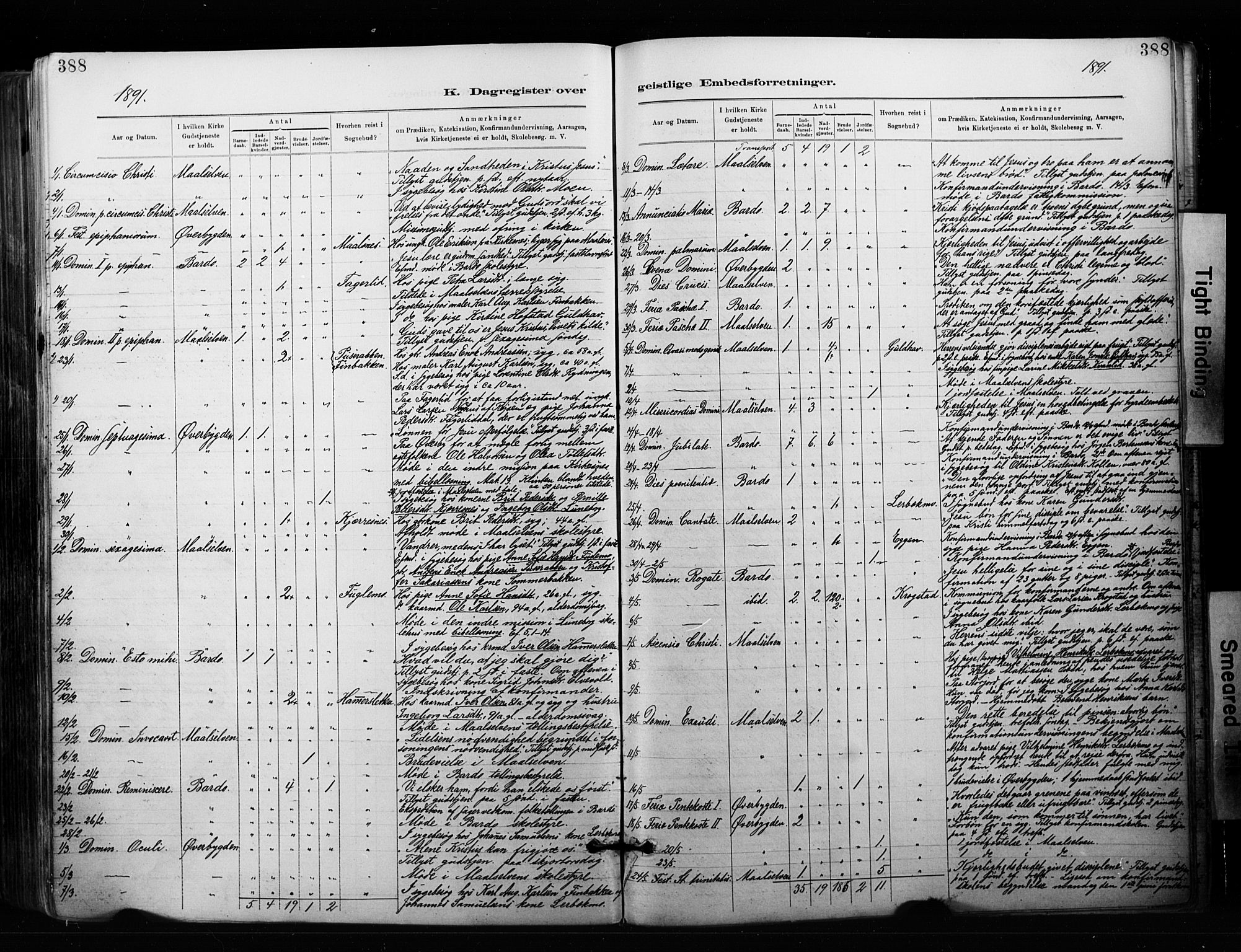Målselv sokneprestembete, SATØ/S-1311/G/Ga/Gaa/L0007kirke: Parish register (official) no. 7, 1884-1903, p. 388