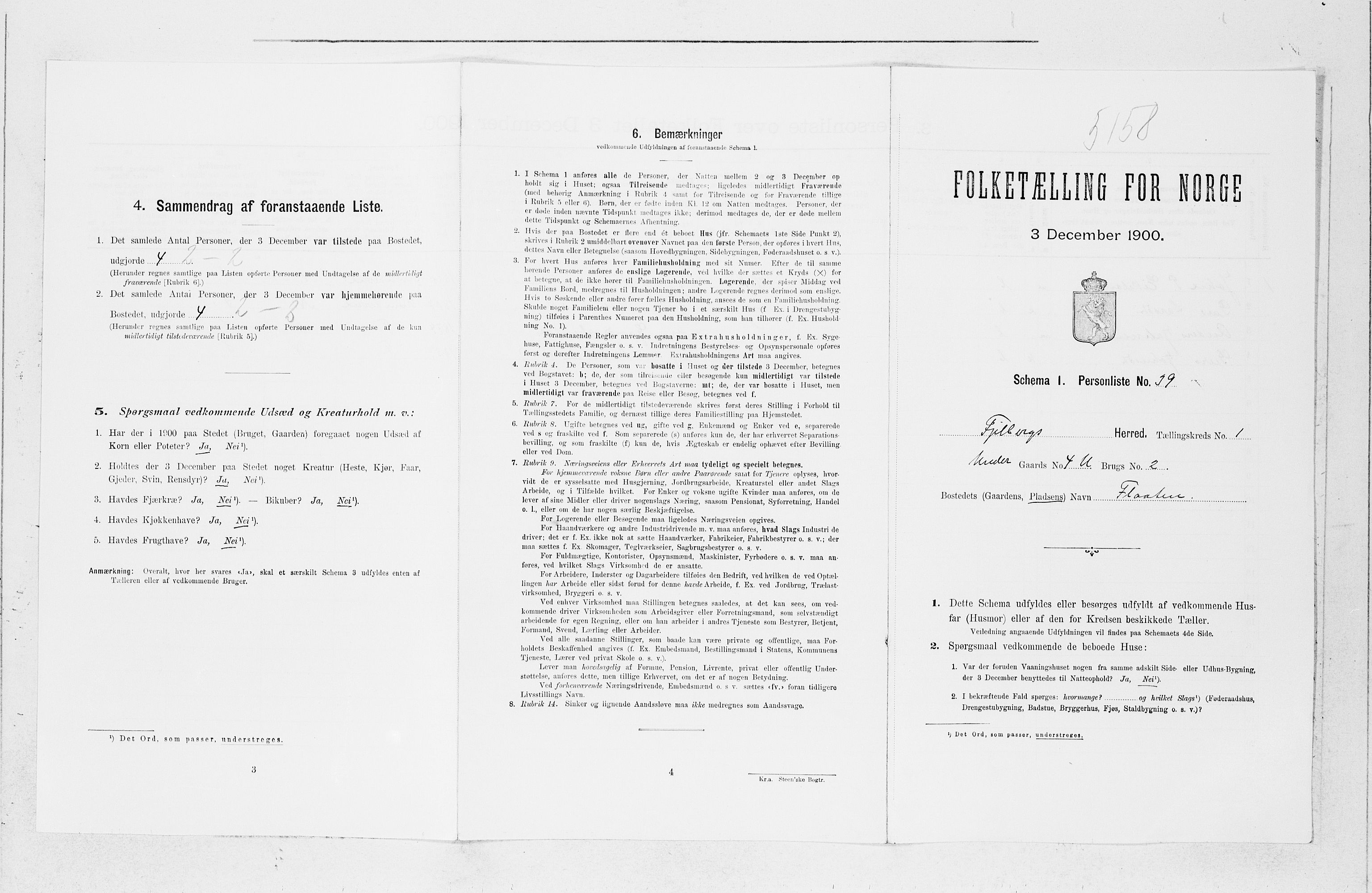SAB, 1900 census for Fjelberg, 1900, p. 165