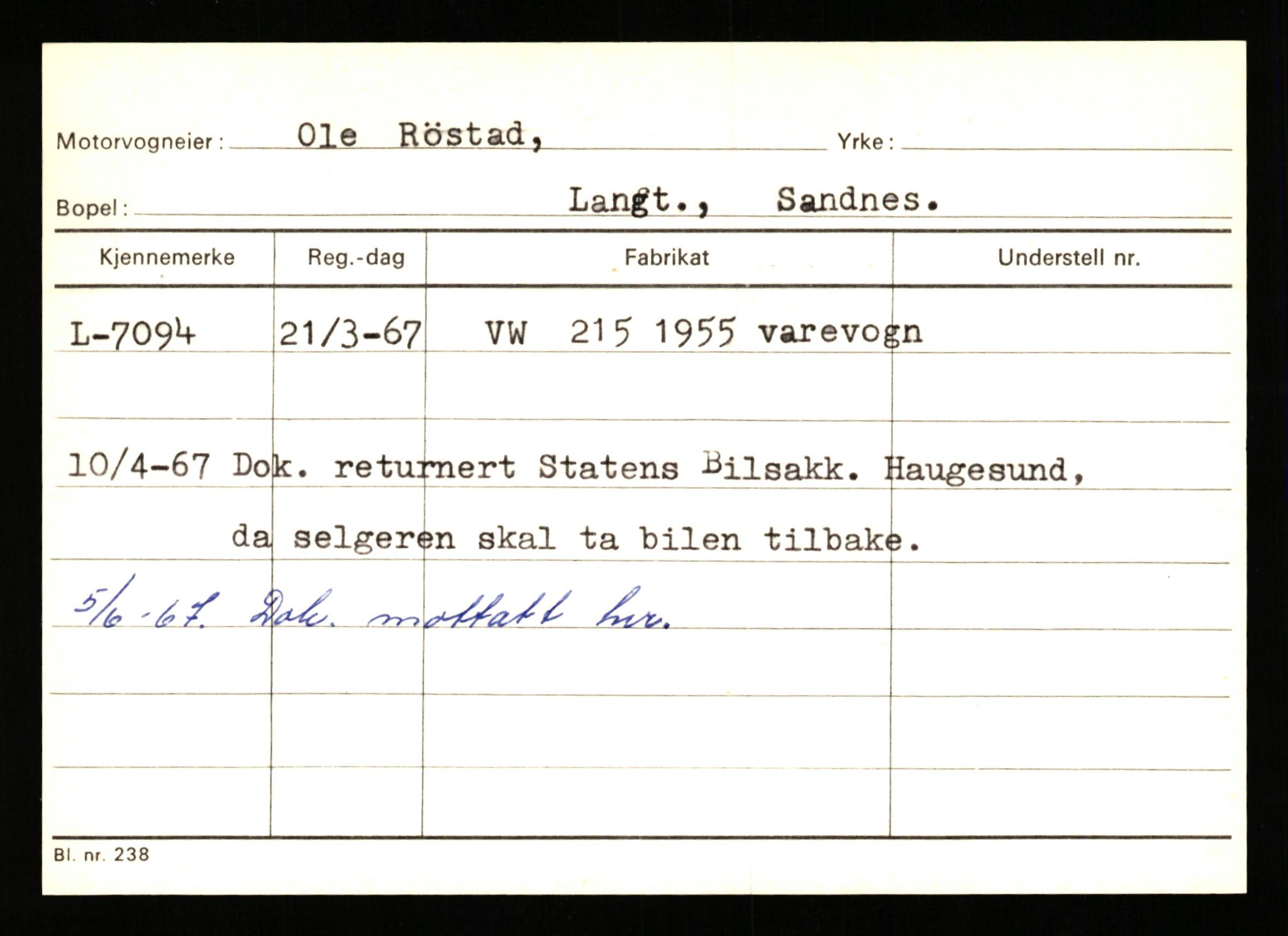 Stavanger trafikkstasjon, SAST/A-101942/0/G/L0002: Registreringsnummer: 5791 - 10405, 1930-1971, p. 623