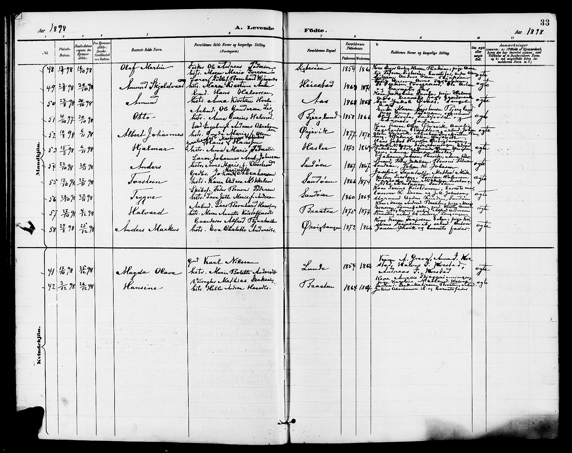 Eidanger kirkebøker, AV/SAKO-A-261/G/Ga/L0003: Parish register (copy) no. 3, 1893-1911, p. 33