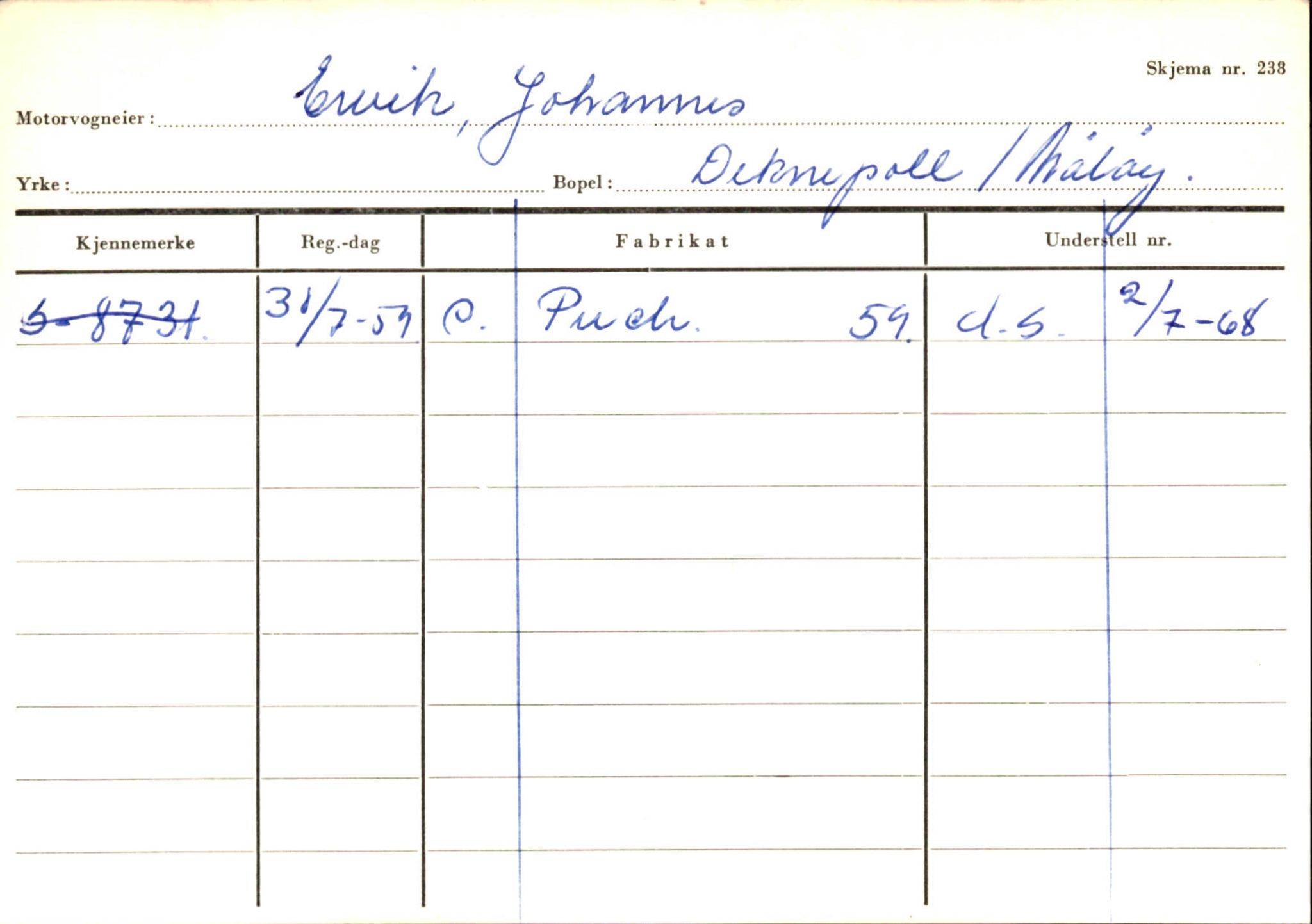 Statens vegvesen, Sogn og Fjordane vegkontor, AV/SAB-A-5301/4/F/L0144: Registerkort Vågsøy A-R, 1945-1975, p. 495