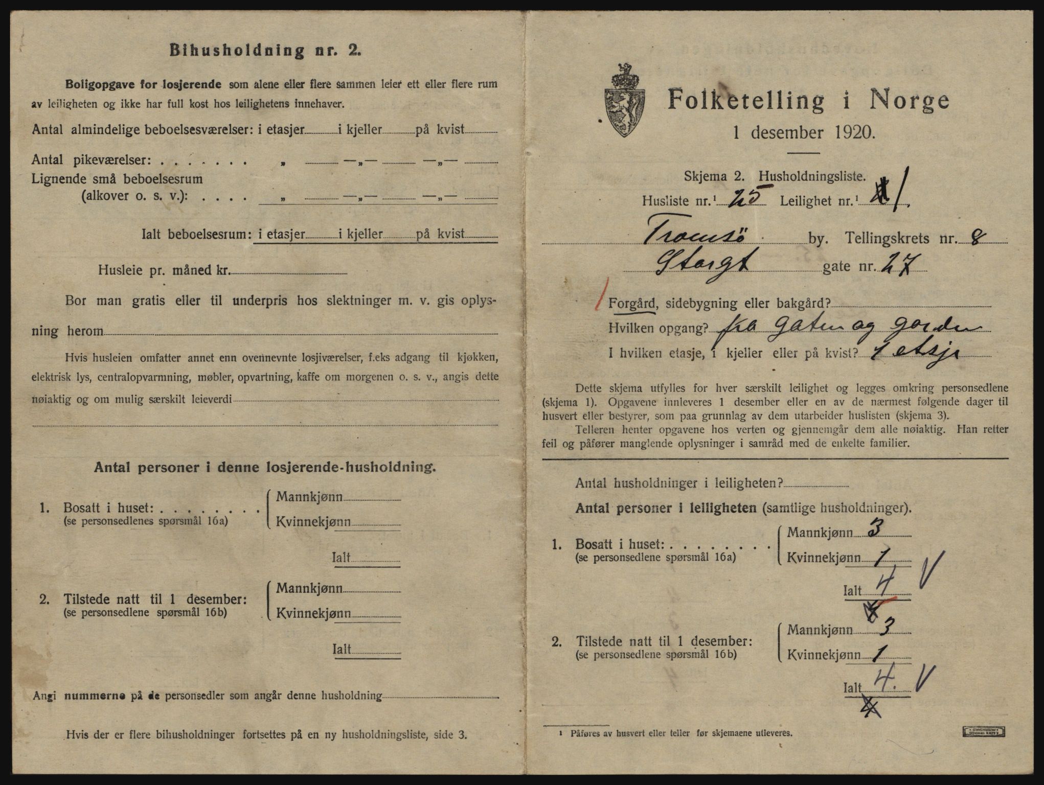 SATØ, 1920 census for Tromsø, 1920, p. 4539