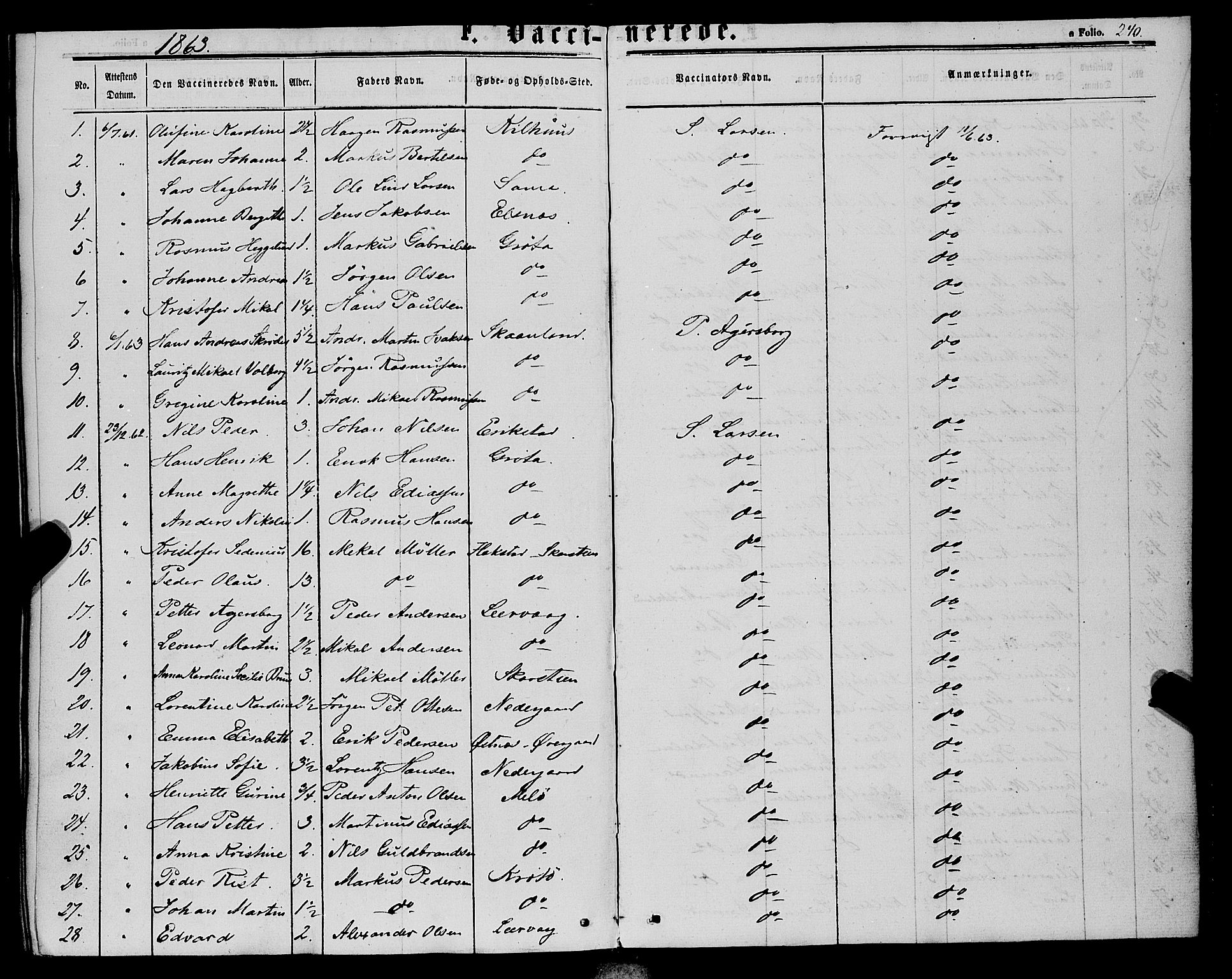 Trondenes sokneprestkontor, SATØ/S-1319/H/Ha/L0012kirke: Parish register (official) no. 12, 1863-1870, p. 240