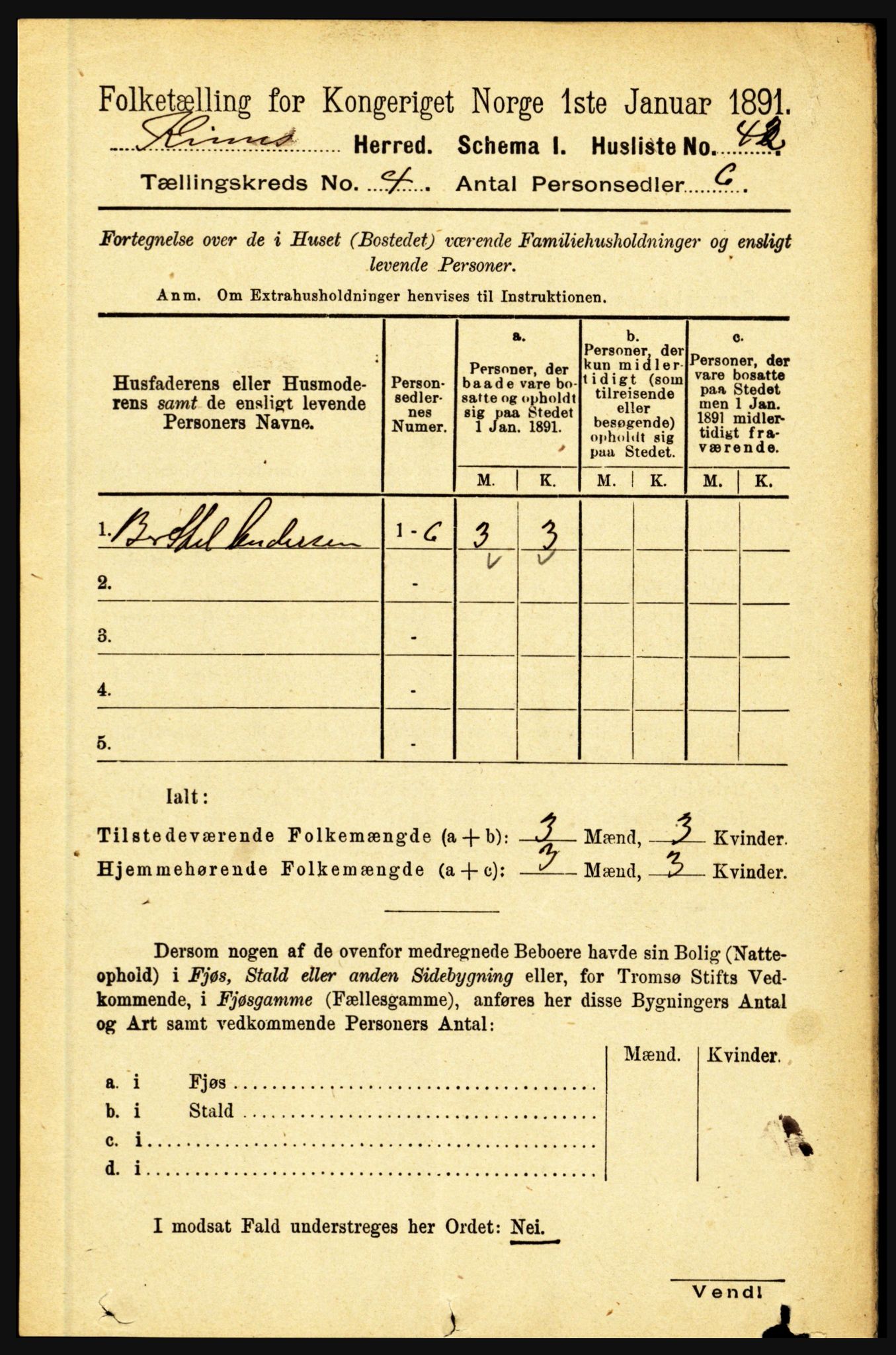 RA, 1891 census for 1437 Kinn, 1891, p. 1297