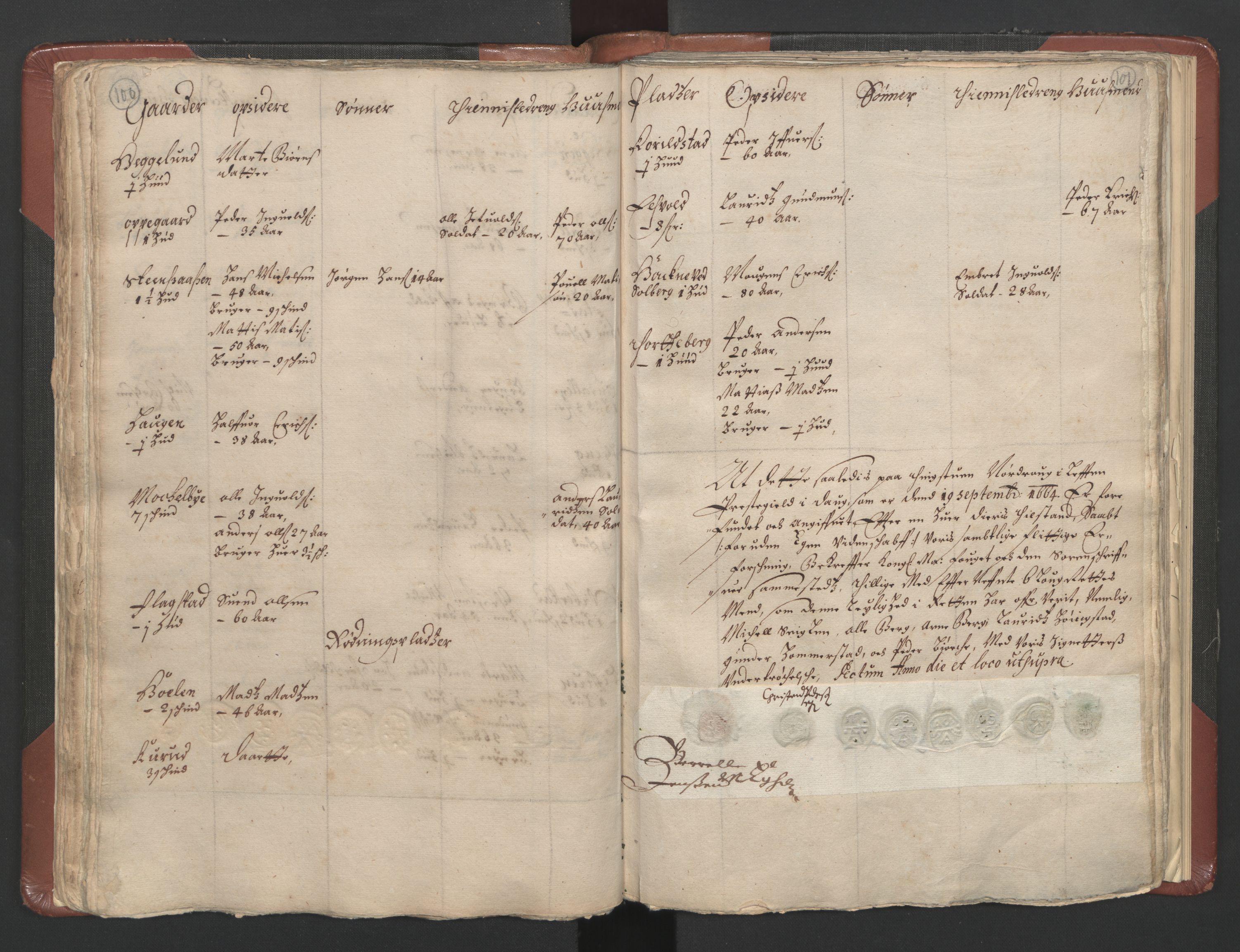 RA, Bailiff's Census 1664-1666, no. 3: Hedmark fogderi and Solør, Østerdal and Odal fogderi, 1664, p. 100-101
