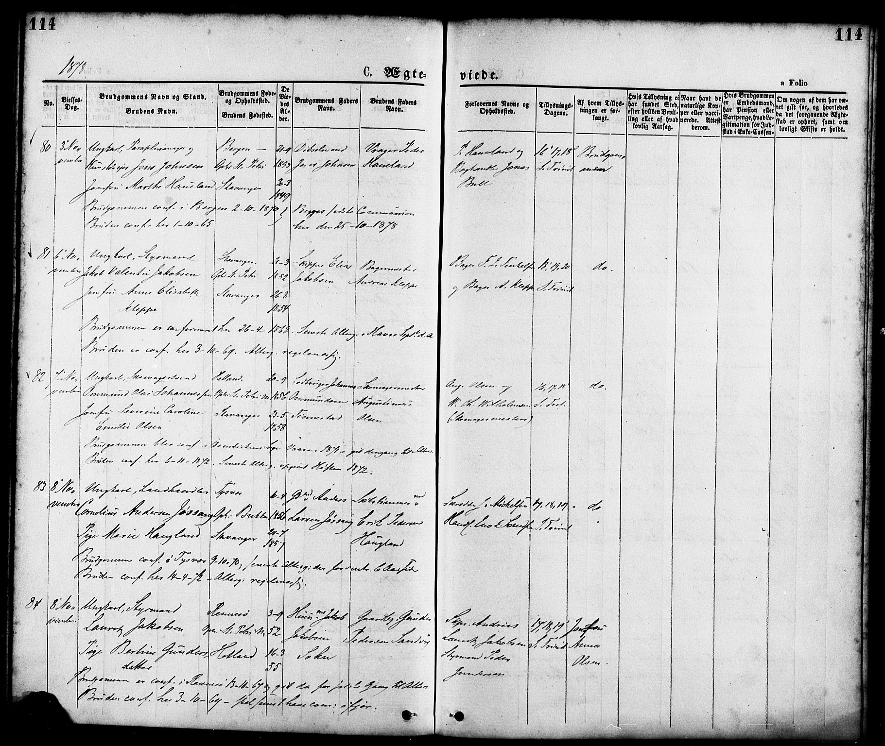 St. Petri sokneprestkontor, AV/SAST-A-101813/001/30/30BA/L0010: Parish register (official) no. A 10, 1869-1878, p. 114