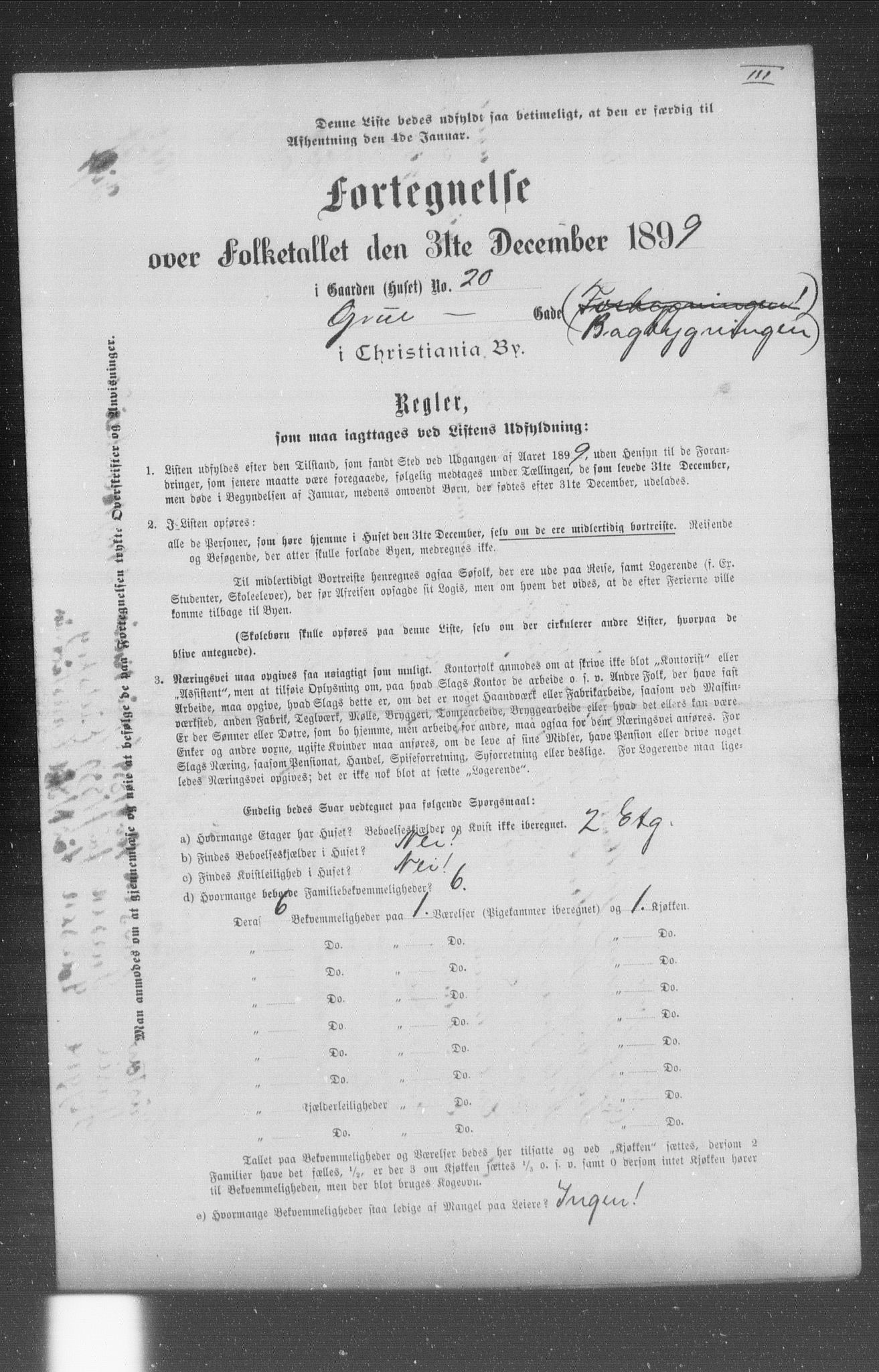 OBA, Municipal Census 1899 for Kristiania, 1899, p. 4079