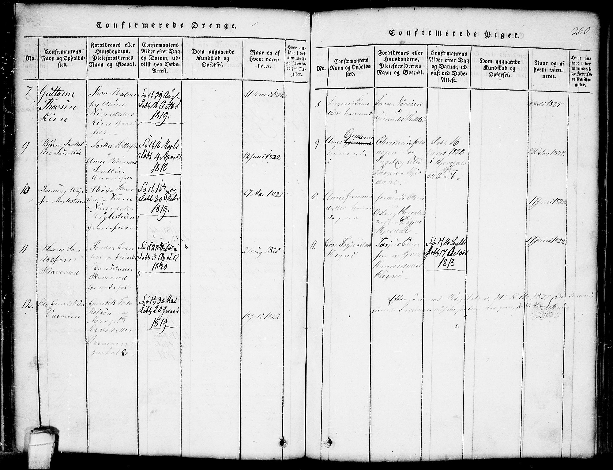 Seljord kirkebøker, SAKO/A-20/G/Gb/L0002: Parish register (copy) no. II 2, 1815-1854, p. 260