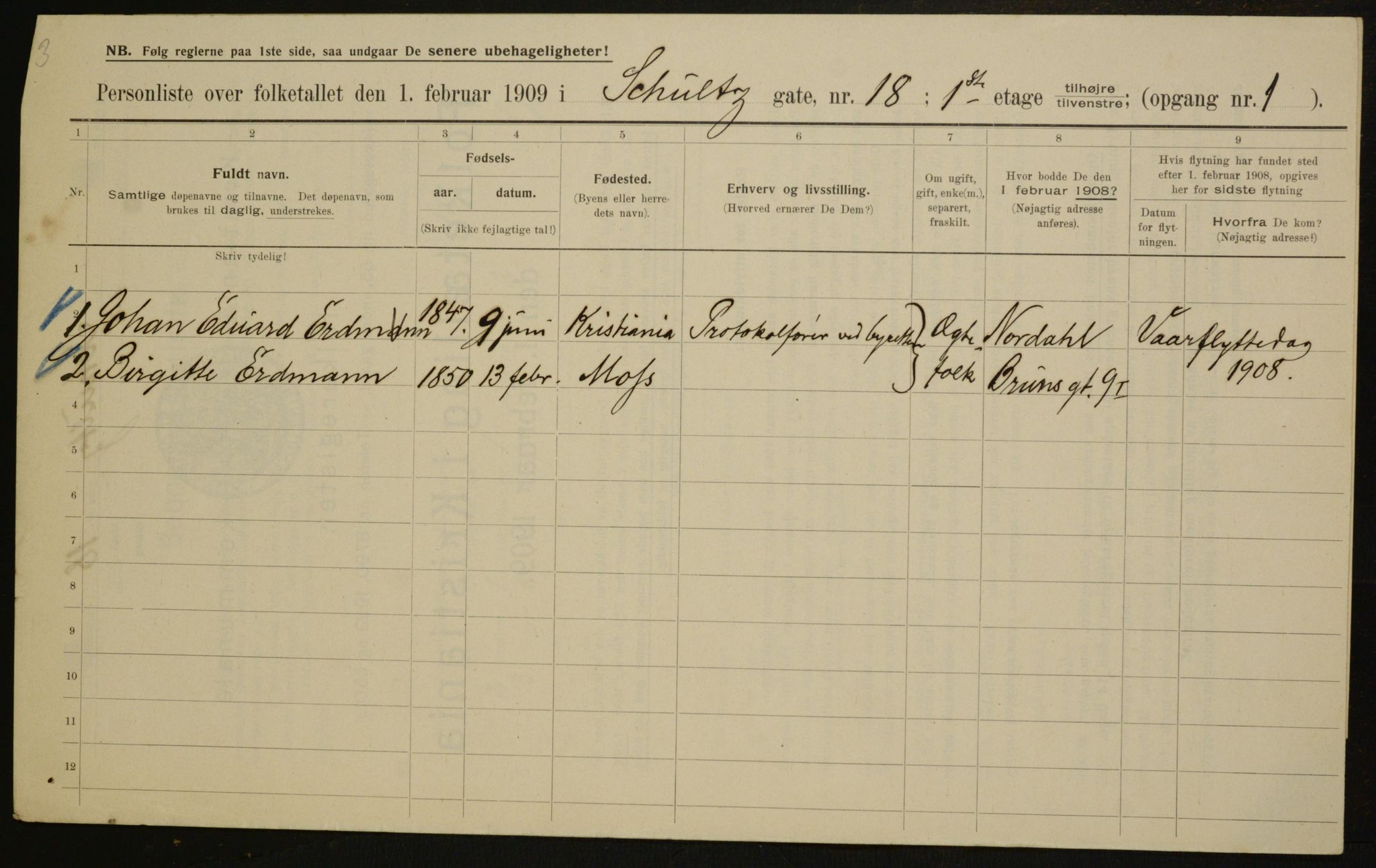 OBA, Municipal Census 1909 for Kristiania, 1909, p. 82515