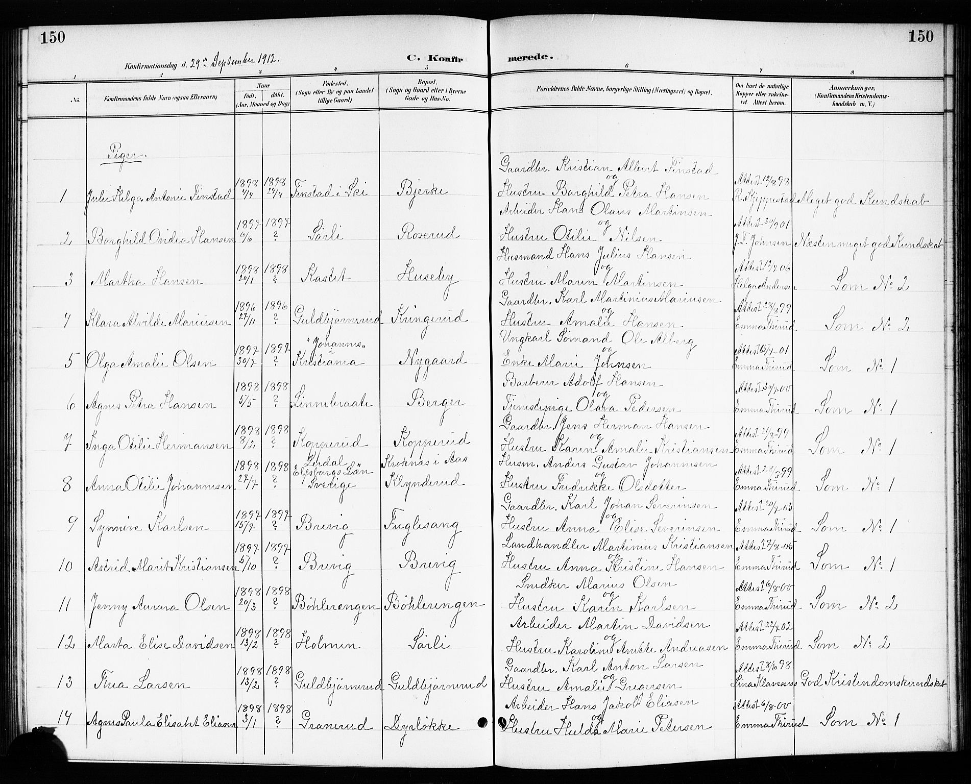 Drøbak prestekontor Kirkebøker, SAO/A-10142a/G/Gb/L0001: Parish register (copy) no. II 1, 1901-1919, p. 150