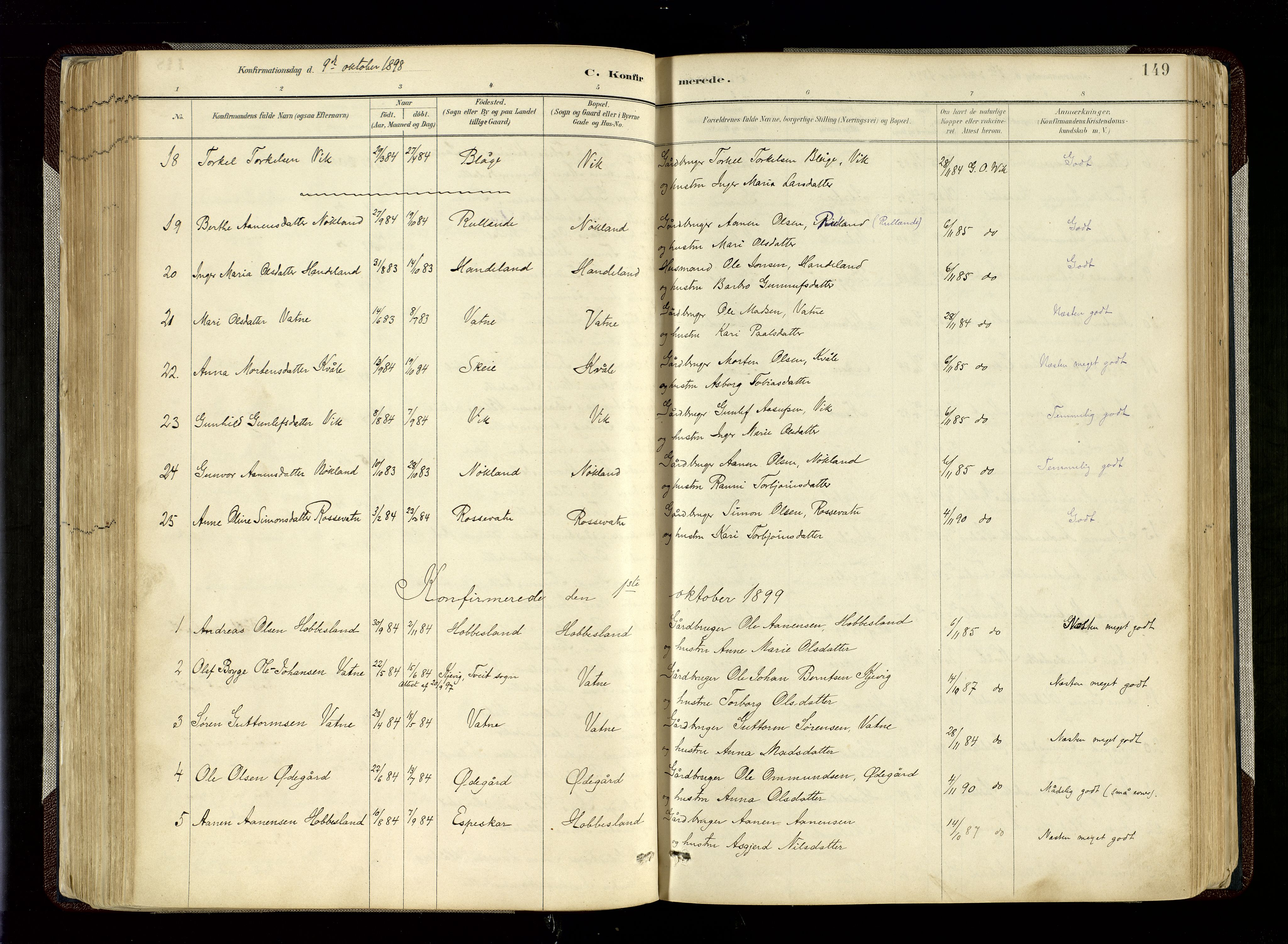 Hægebostad sokneprestkontor, SAK/1111-0024/F/Fa/Fab/L0004: Parish register (official) no. A 4, 1887-1929, p. 149