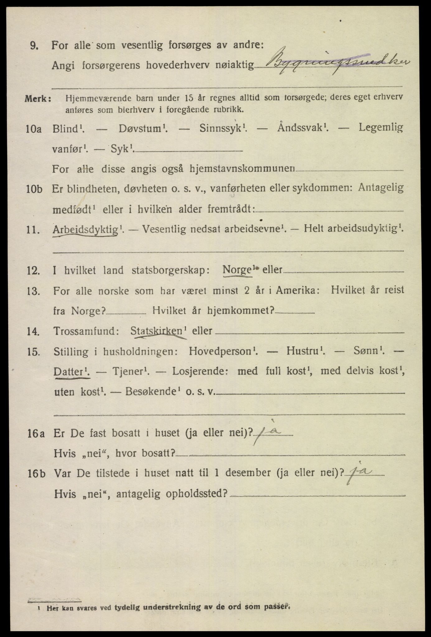 SAK, 1920 census for Lyngdal, 1920, p. 1724