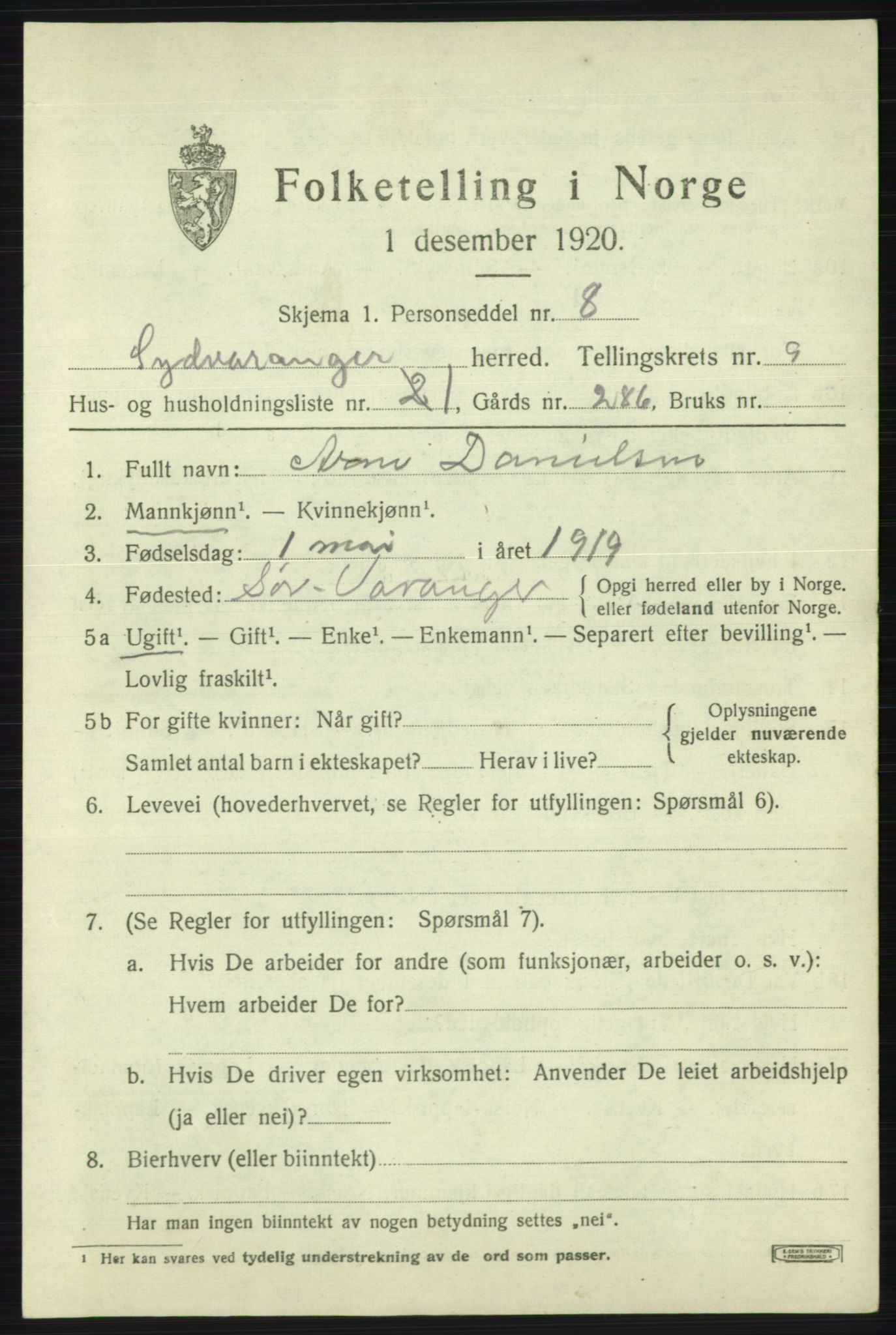 SATØ, 1920 census for Sør-Varanger, 1920, p. 6008