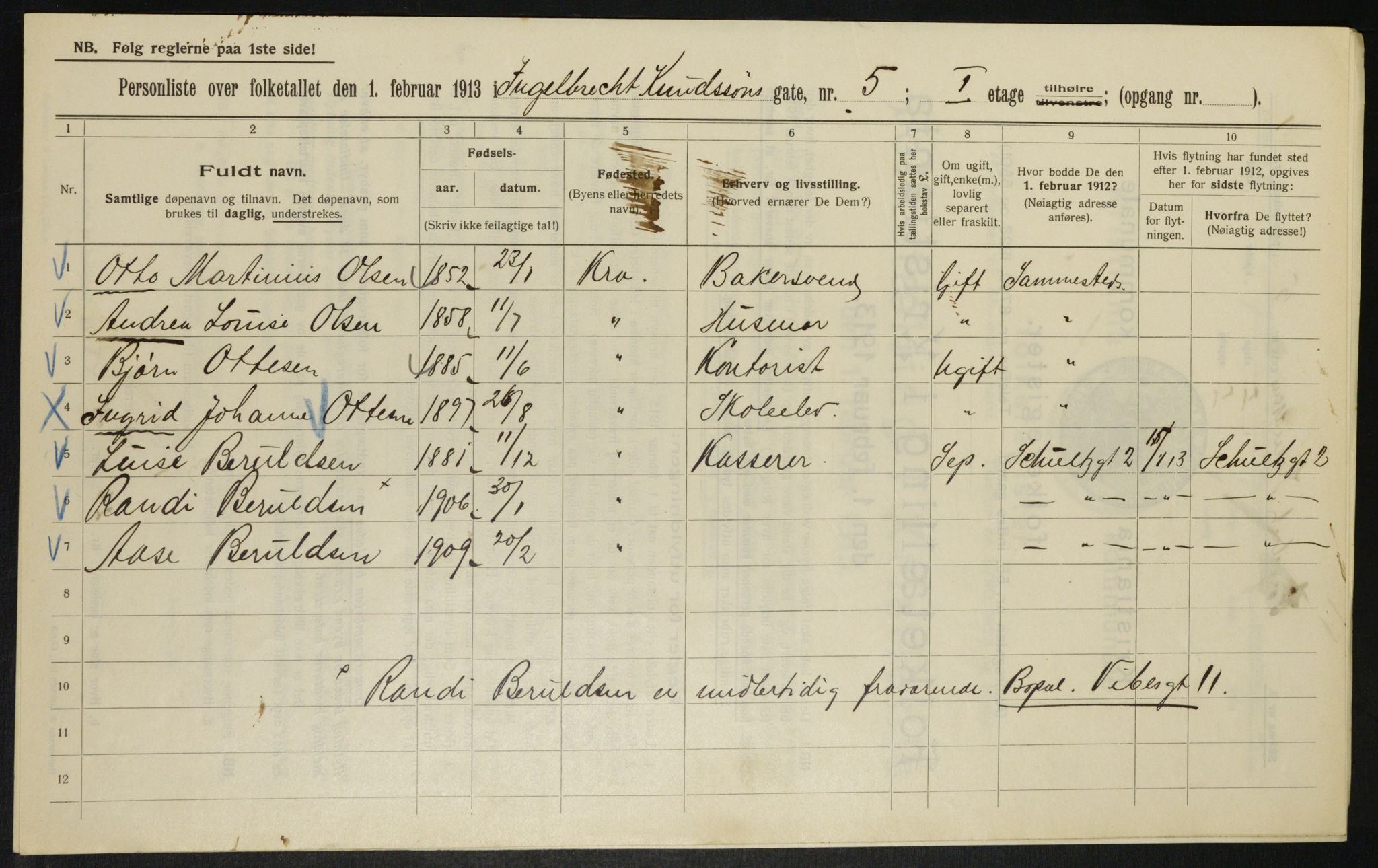 OBA, Municipal Census 1913 for Kristiania, 1913, p. 43660